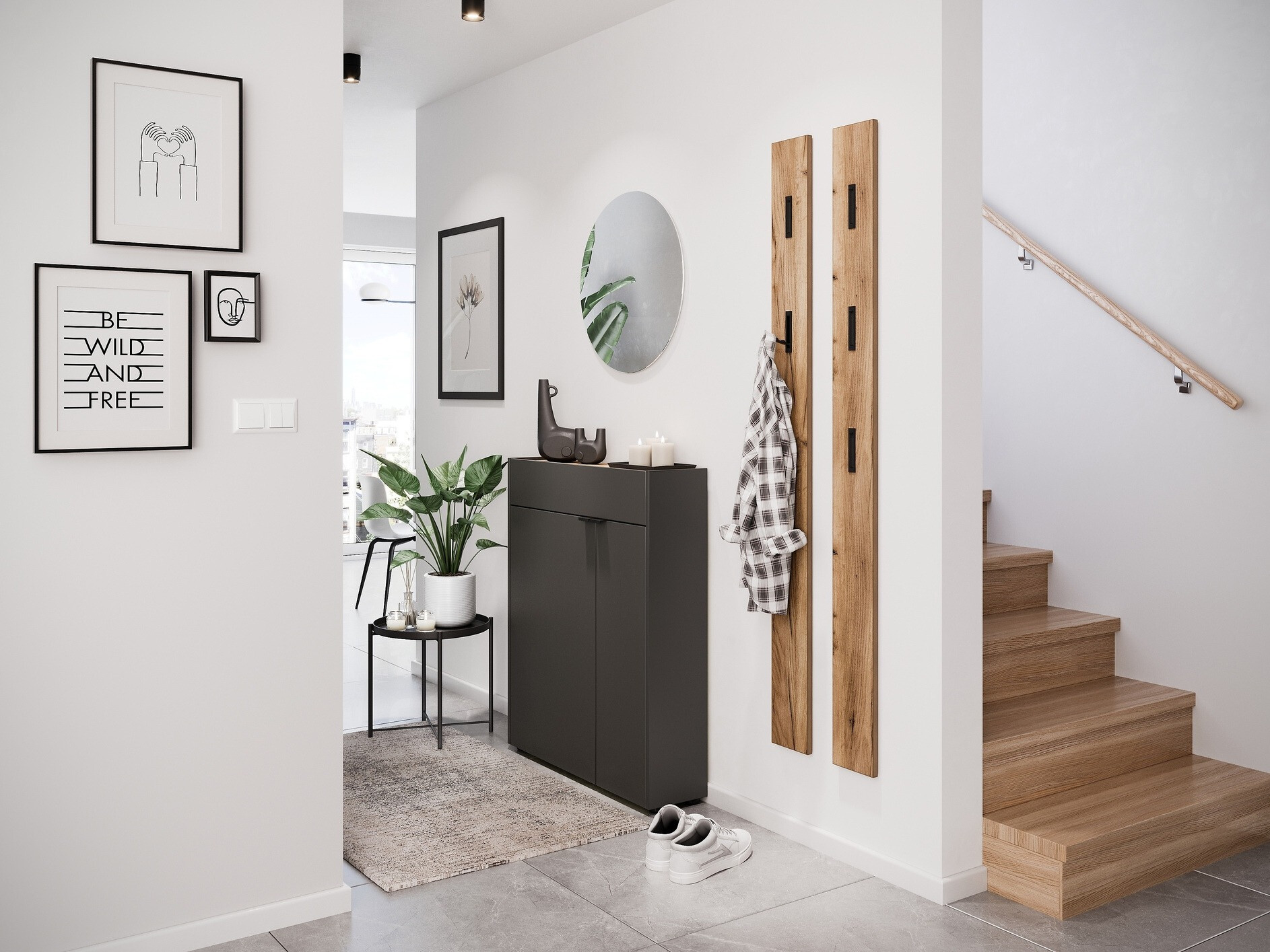 Conjunto para corredor Cirsale 111 (Grafite + Navarra carvalho)