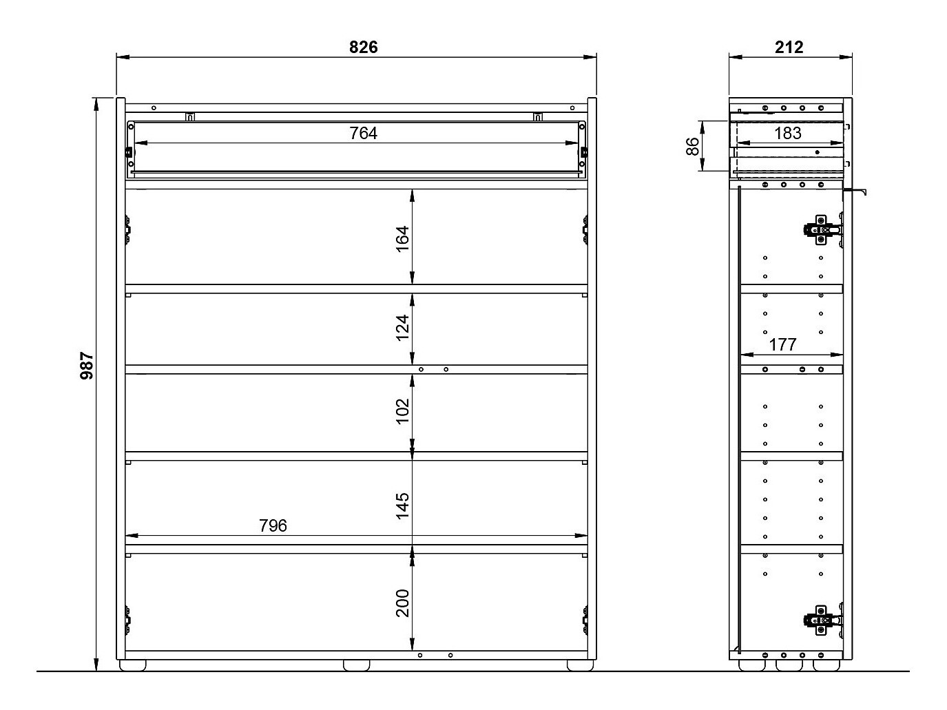 Conjunto para corredor Cirsale 111 (Grafite + Navarra carvalho)