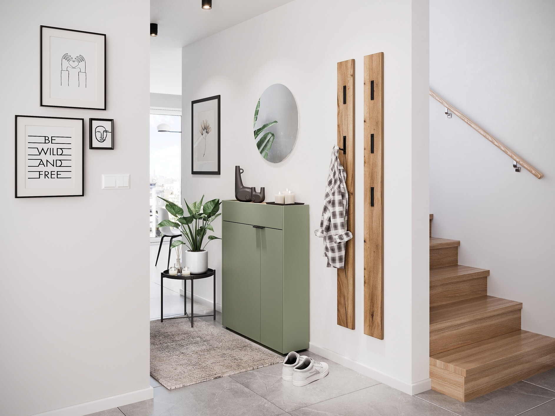 Conjunto para corredor Cirsale 111 (Verde empoeirado + Navarra carvalho)