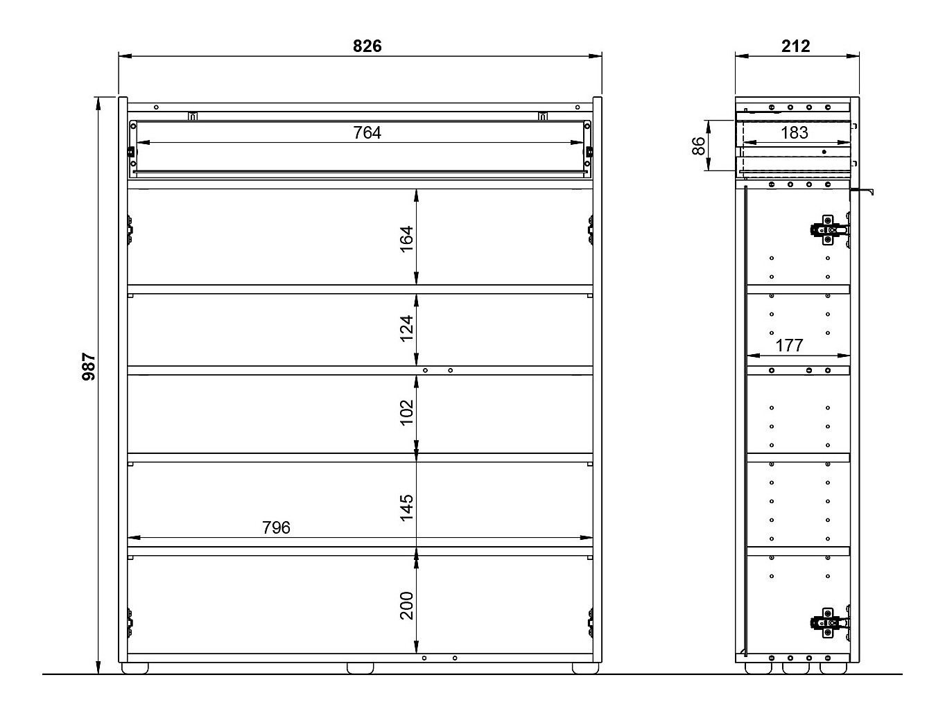 Sapateira Cirsale 110 (Grafite + Navarra carvalho)