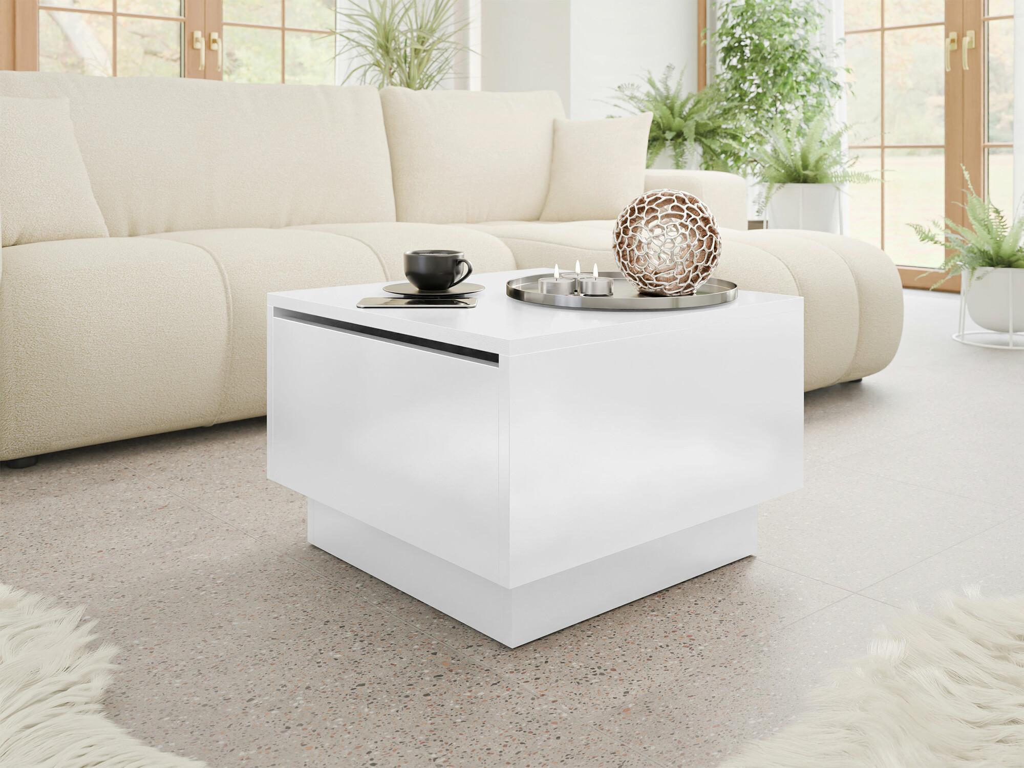 Mesa para revistas Goodyear 133 (Branco brilhante)