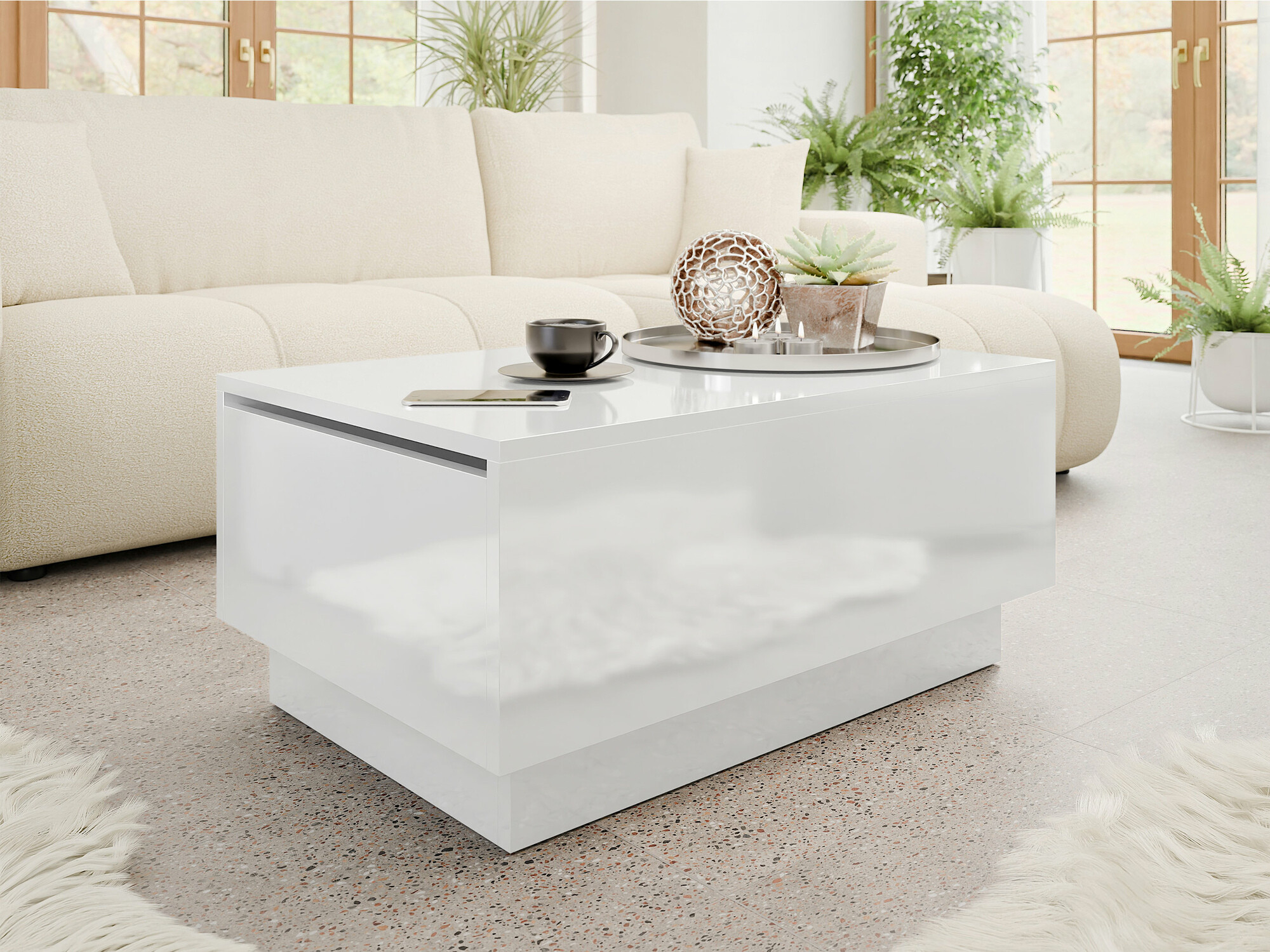 Mesa para revistas Goodyear 134 (Branco brilhante)