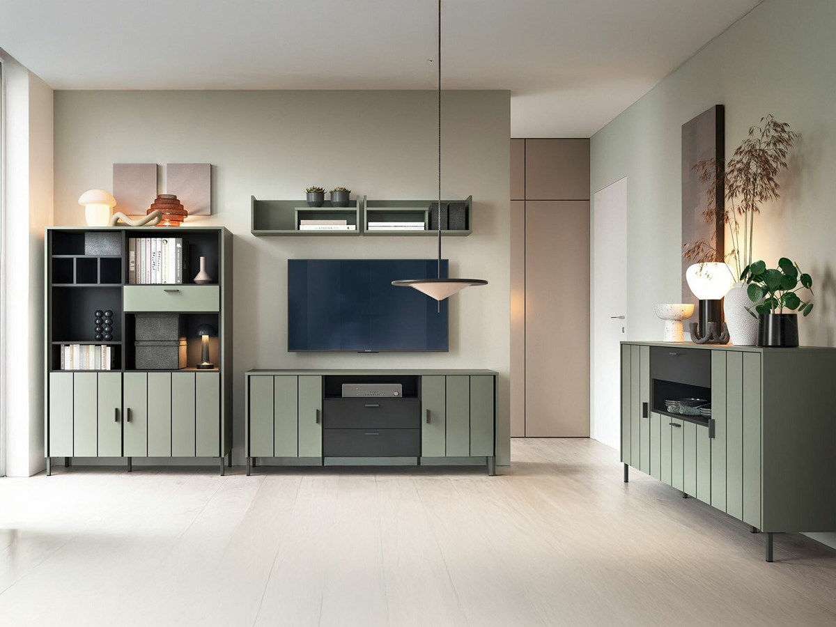Móvel de TV Morelmi 100 (Verde + Antracite)