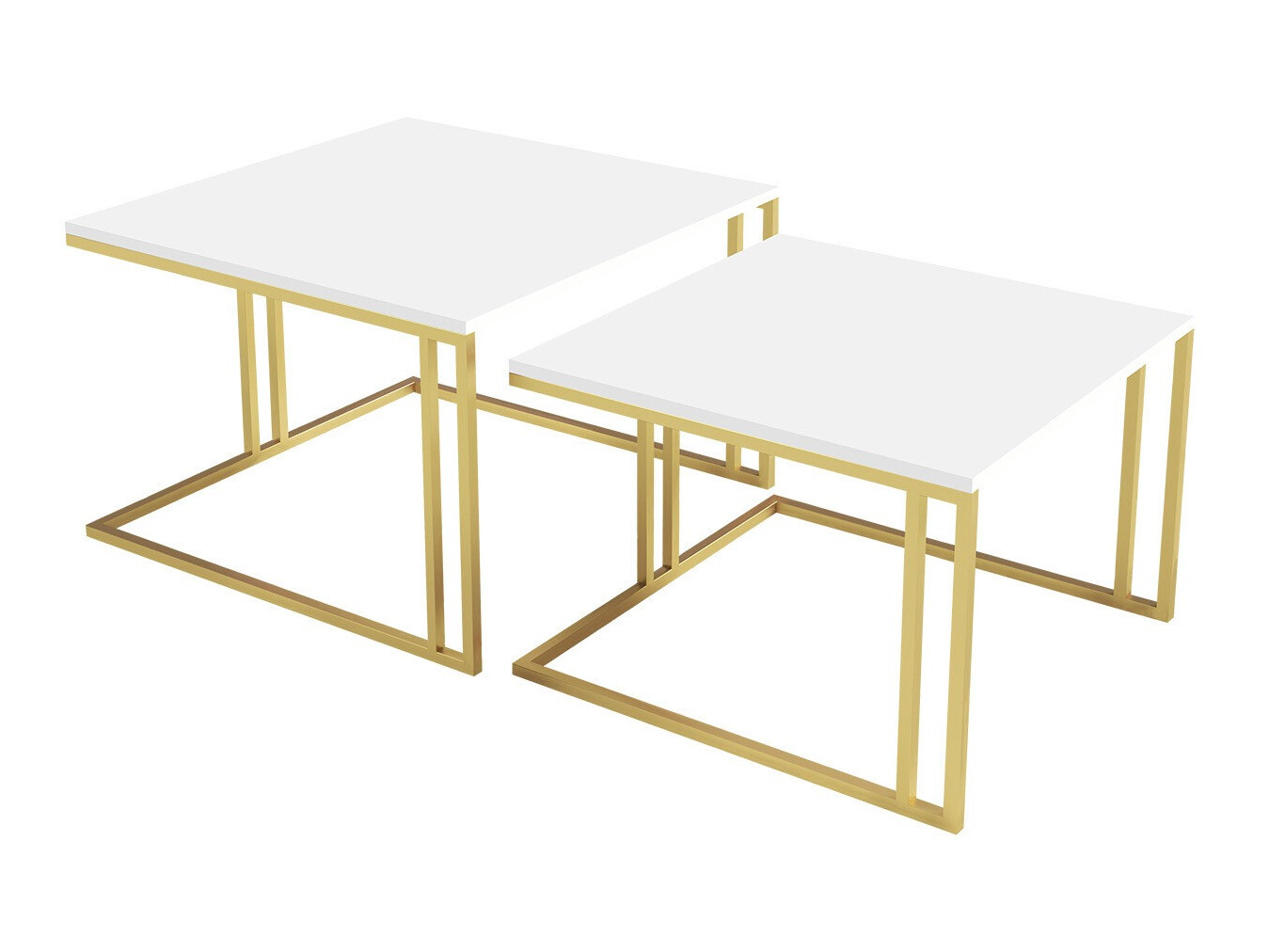 Conjunto de mesa de centro Oswego 110 (Branco + Dourado)
