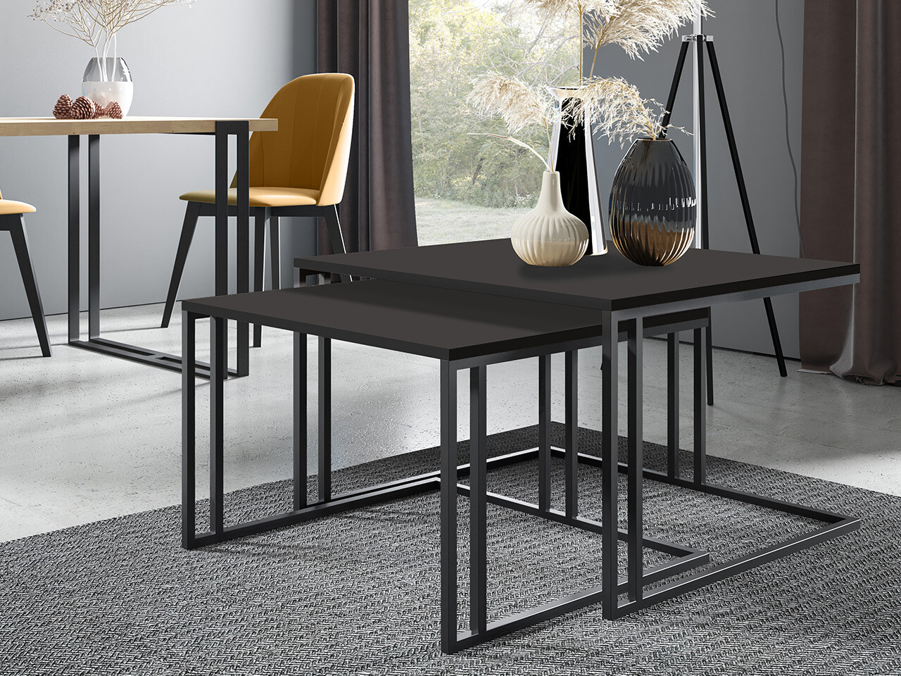 Conjunto de mesa de centro Oswego 110 (Preto)