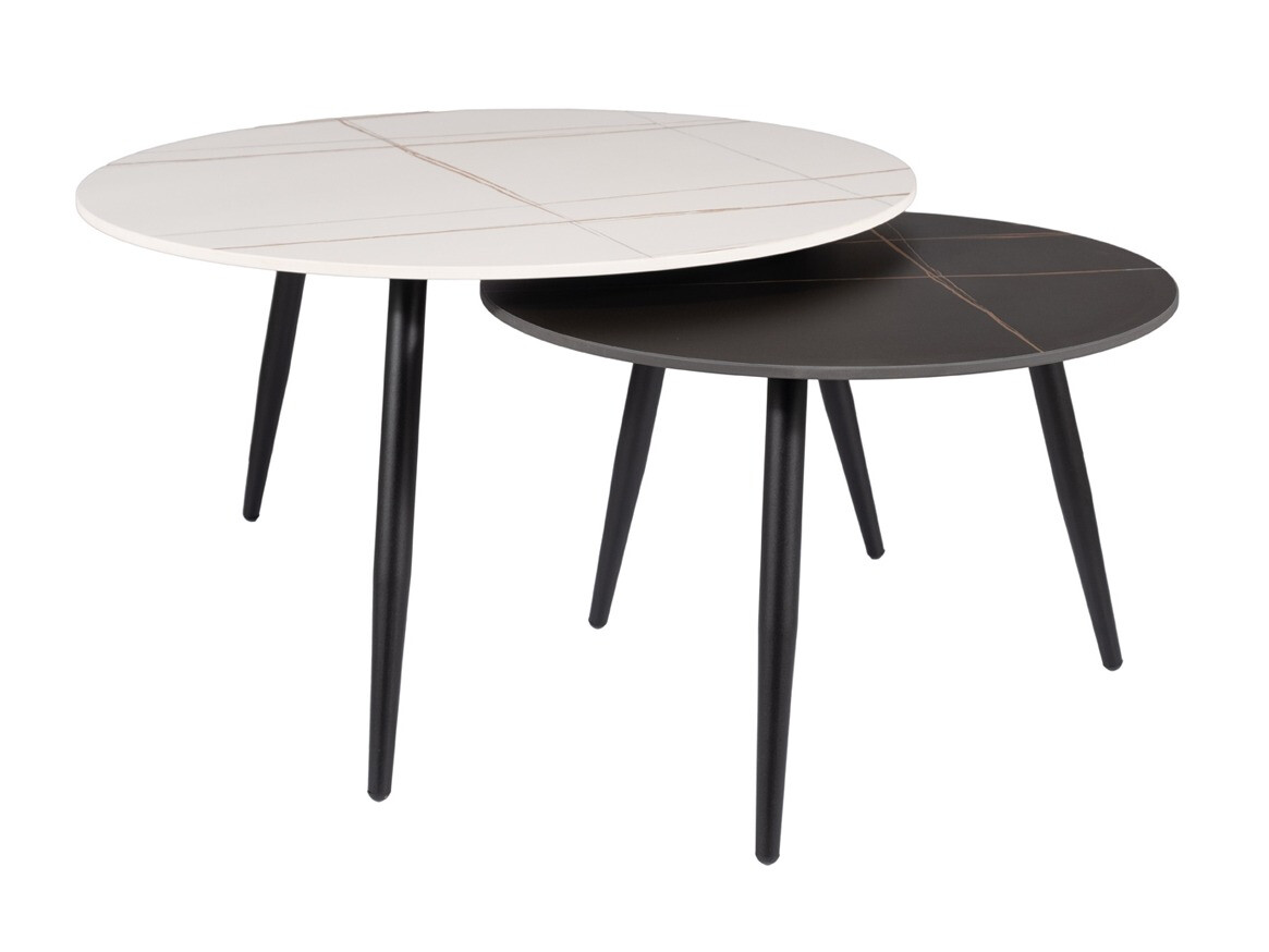 Conjunto de mesa de centro Detroit 602 (Marmore branco + Mármore preto)