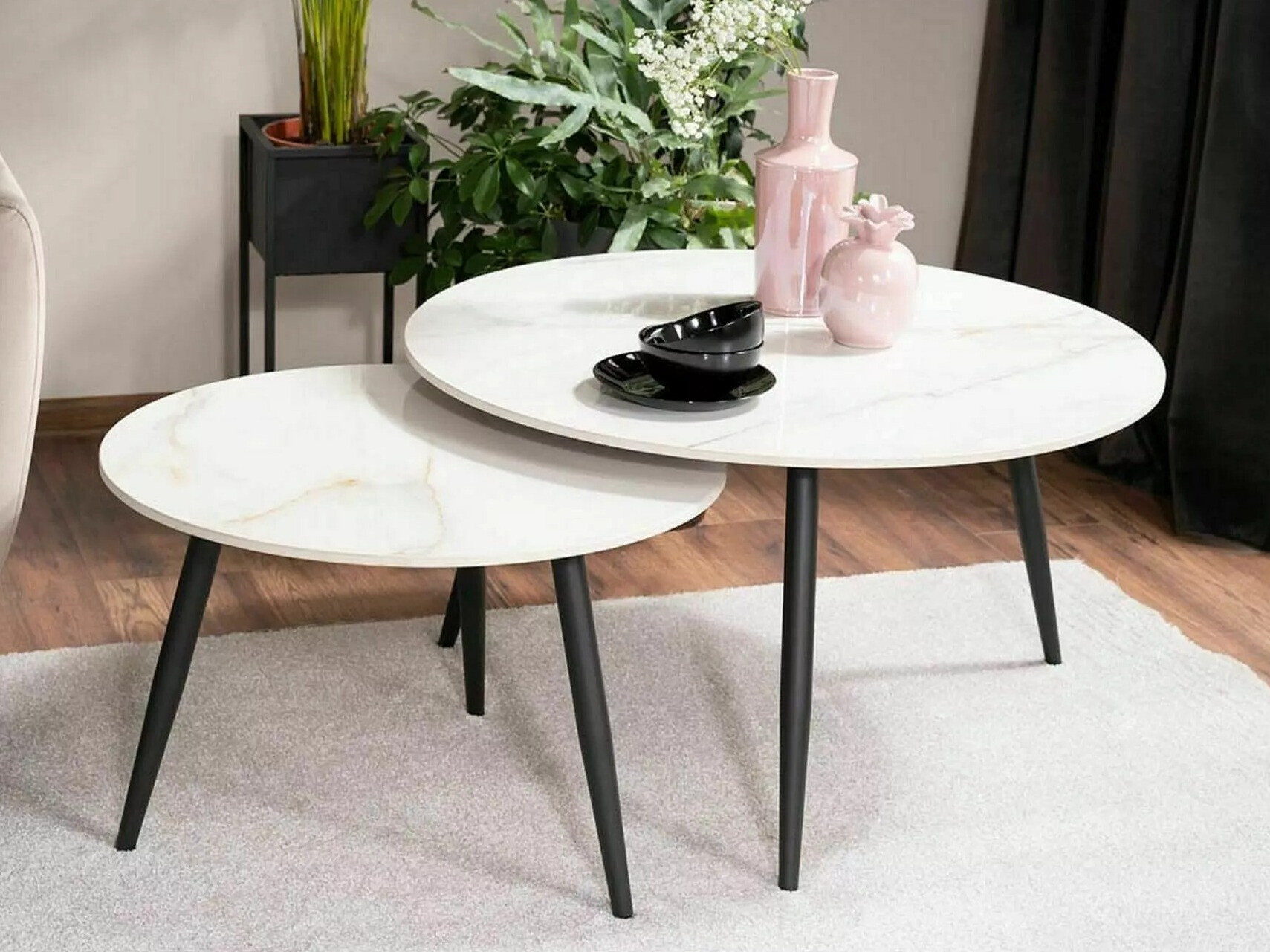 Conjunto de mesa de centro Detroit 602 (Marmore branco)