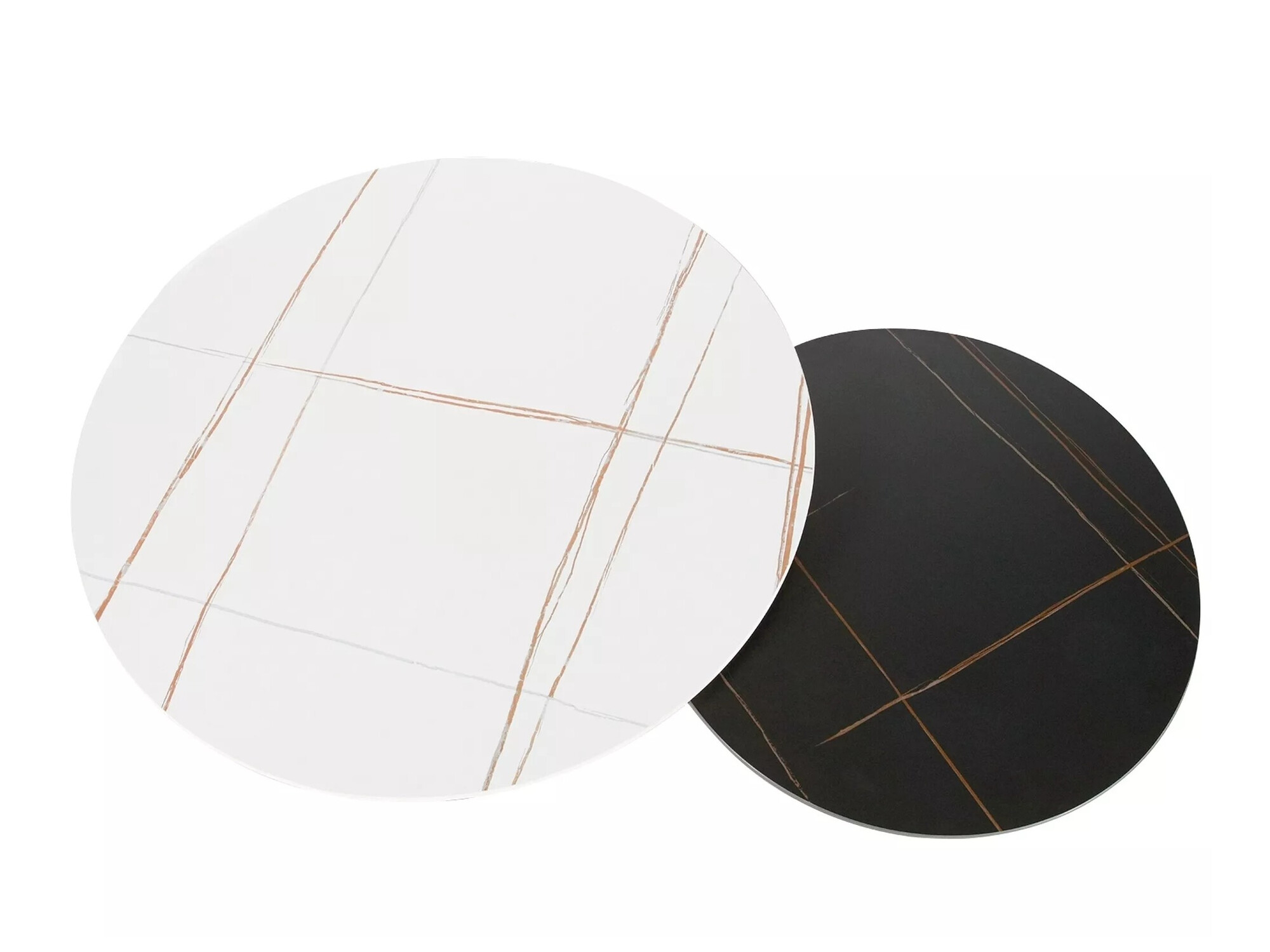 Conjunto de mesa de centro Detroit 607 (Marmore branco + Mármore preto + Preto)