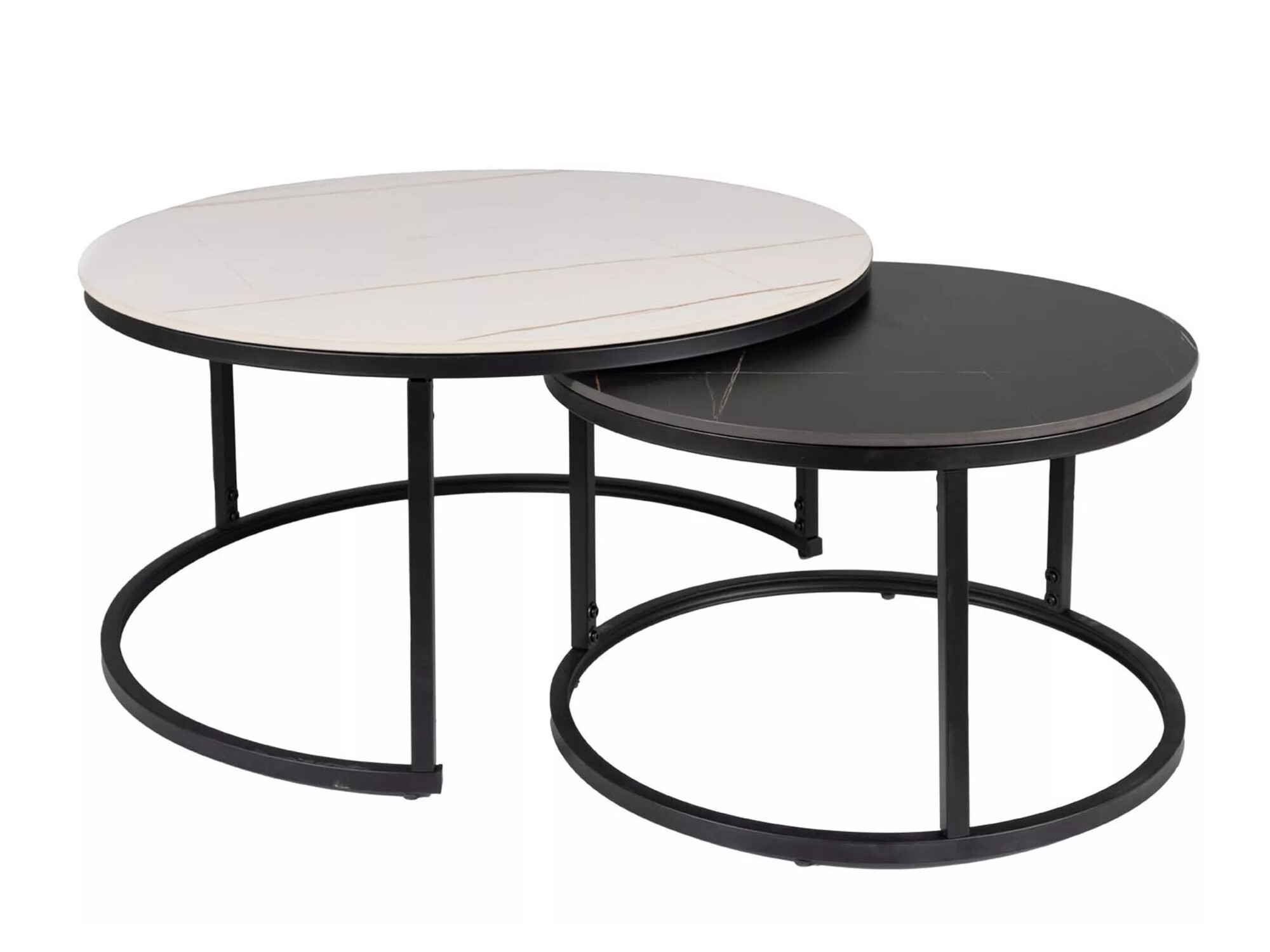 Conjunto de mesa de centro Detroit 607 (Marmore branco + Mármore preto)