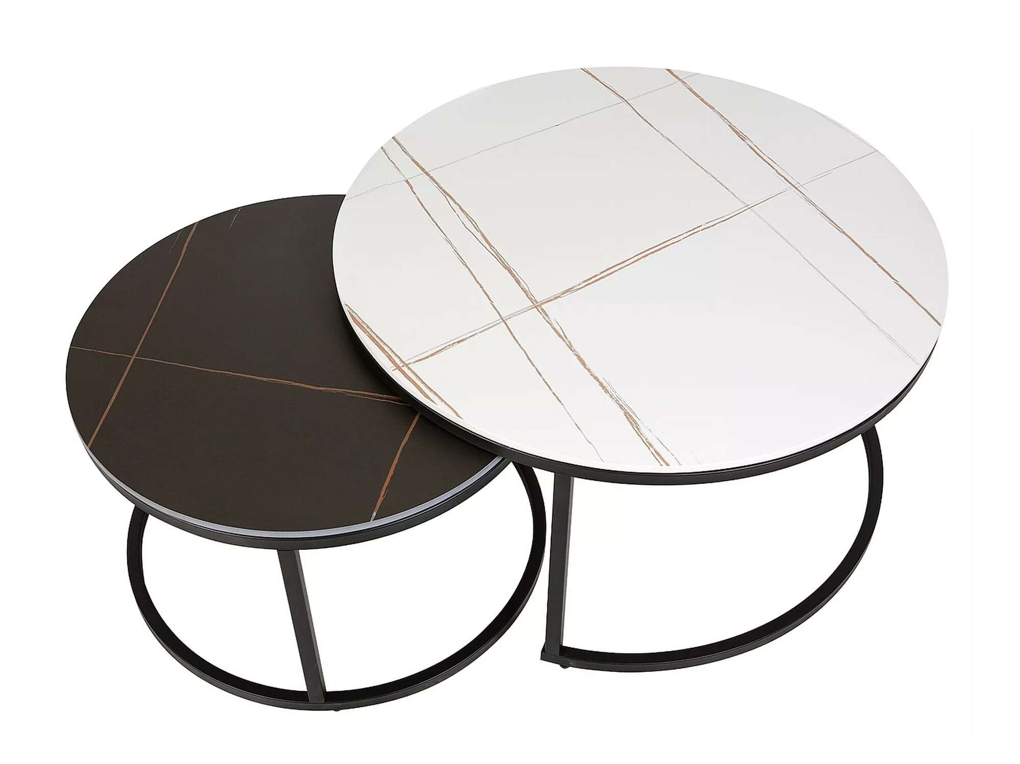 Conjunto de mesa de centro Detroit 607 (Marmore branco + Mármore preto)