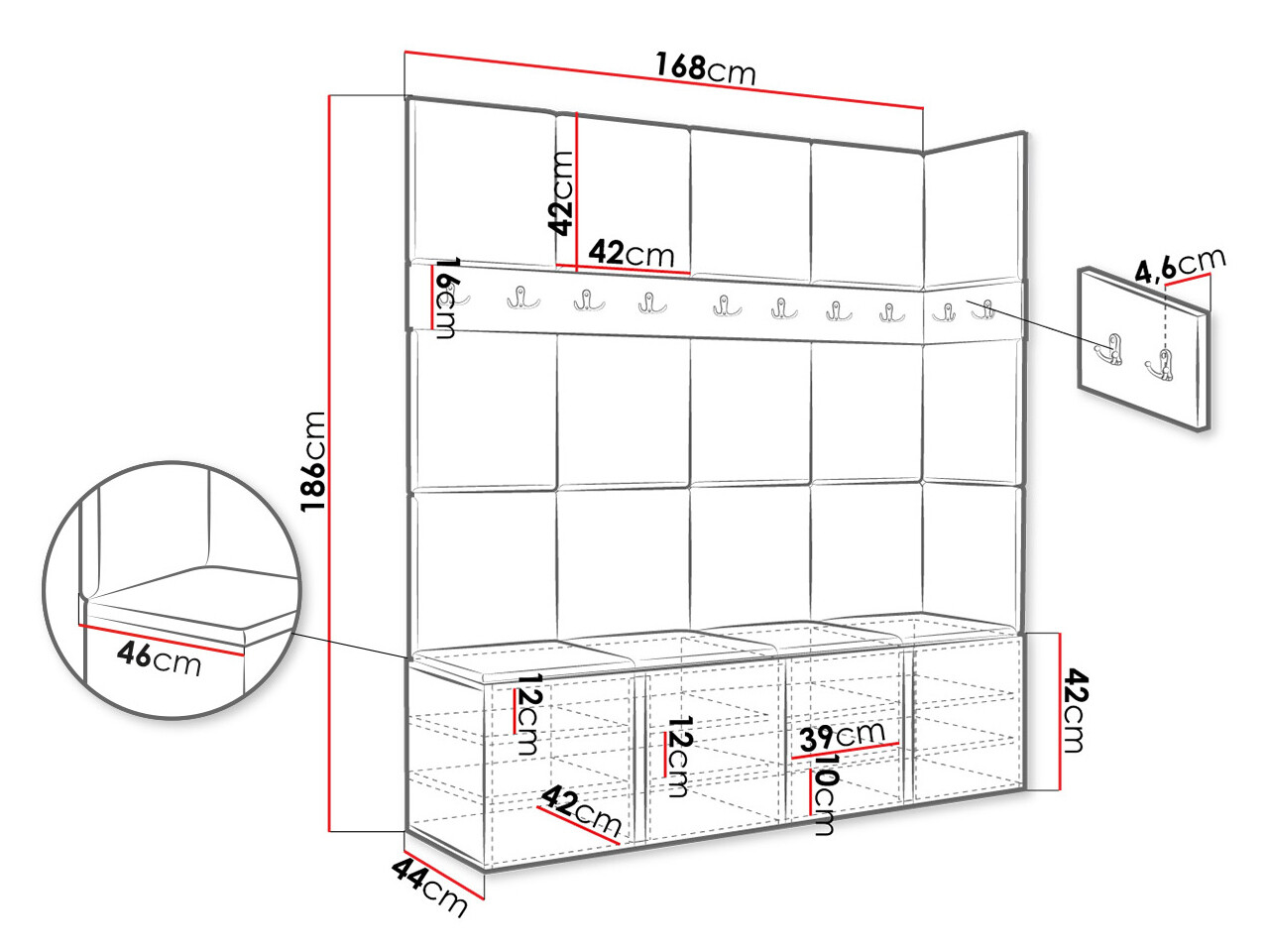 Conjunto para corredor Hartford 265 (Branco)
