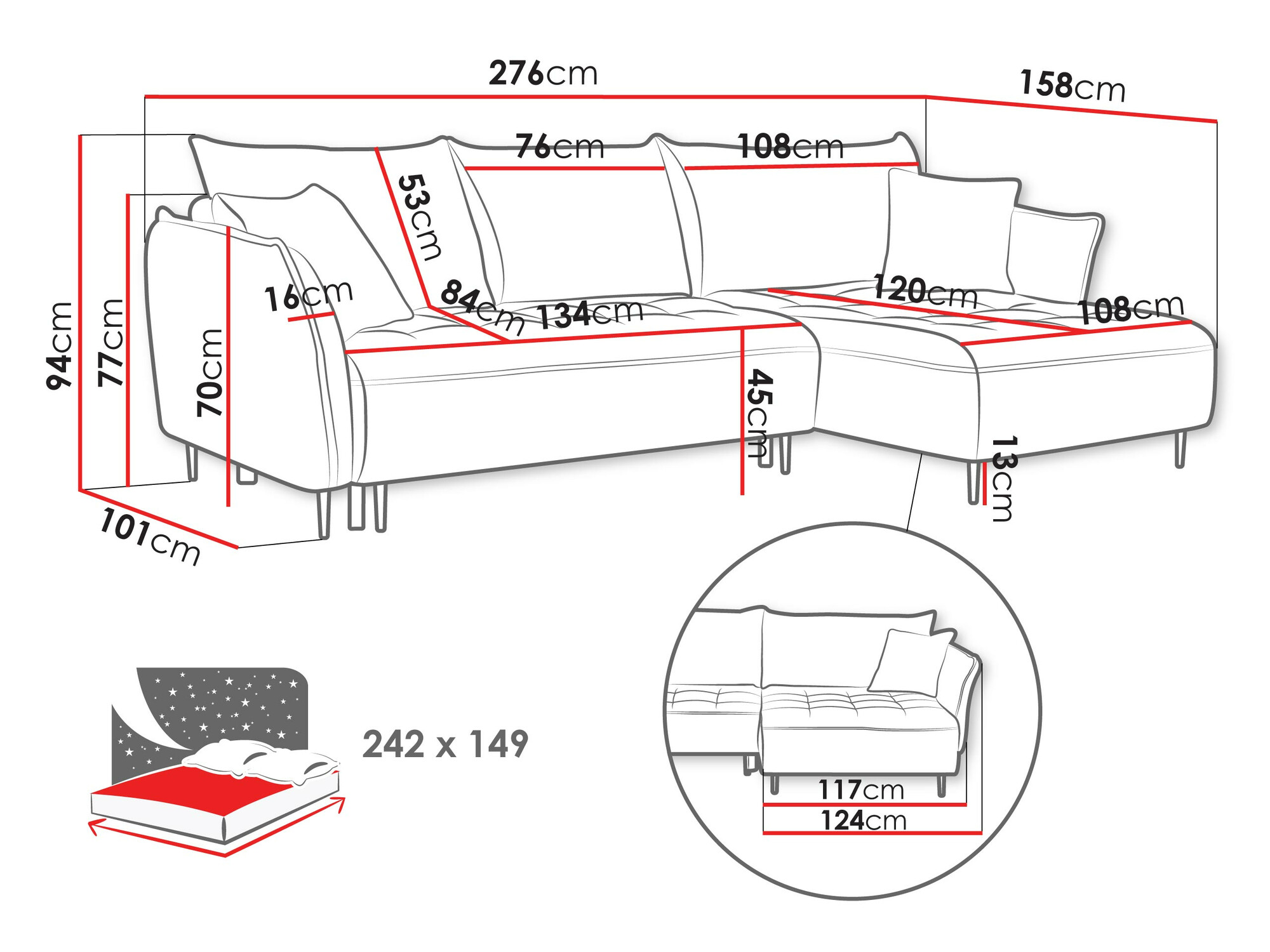 Sofá de canto TrendyNest Cervon (Onega 02)