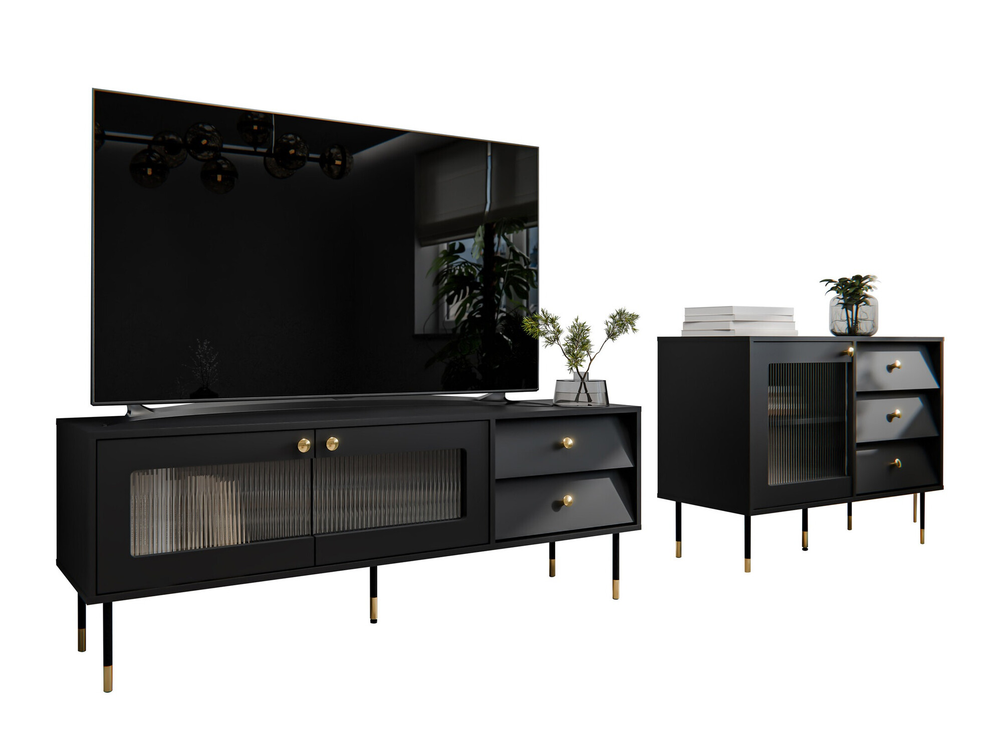 Conjunto para sala de estar Feletri 108 (Preto)