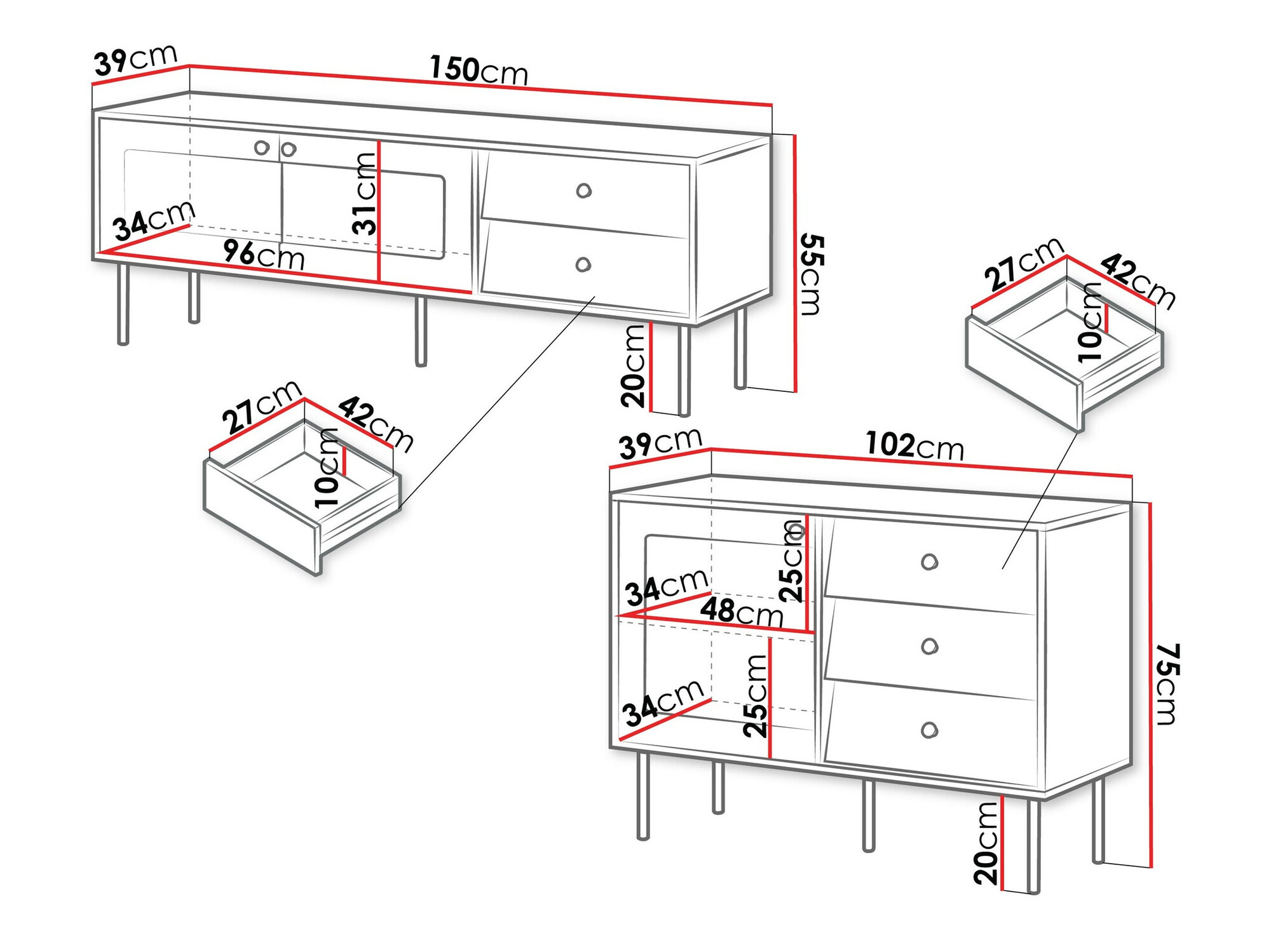 Conjunto para sala de estar Feletri 108 (Preto)