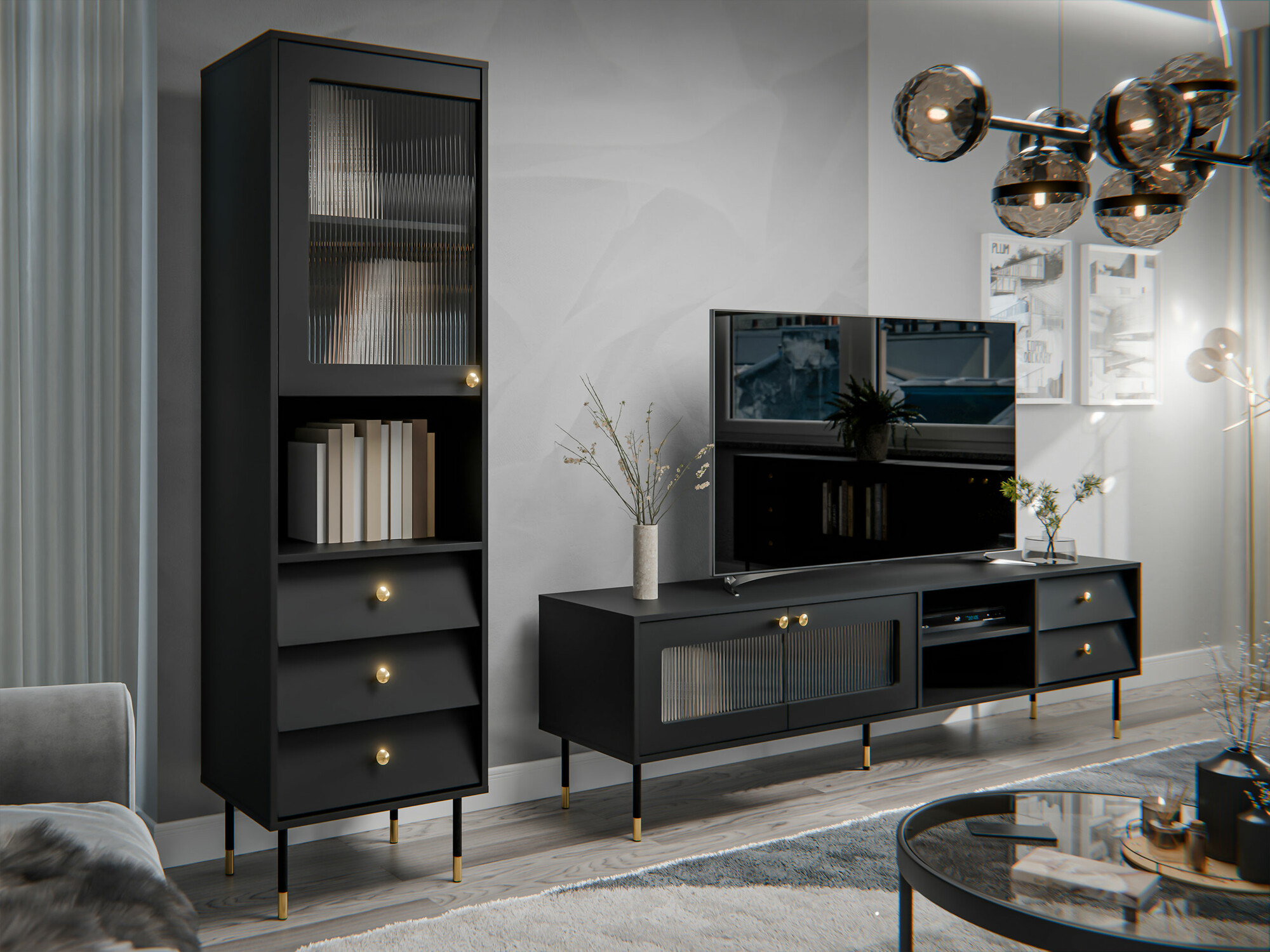 Conjunto para sala de estar Feletri 109 (Preto)