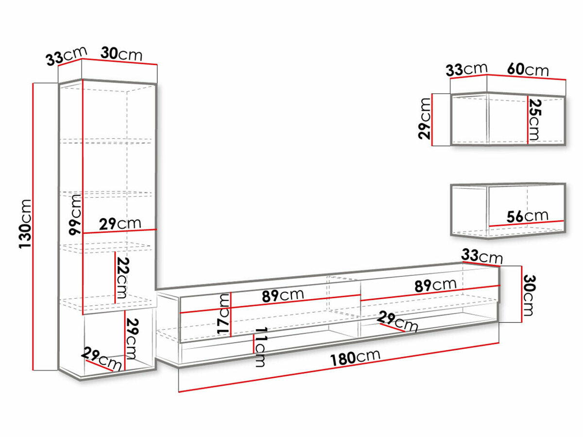 Conjunto para sala de estar Sarasota 124 (Branco + Branco brilhante)
