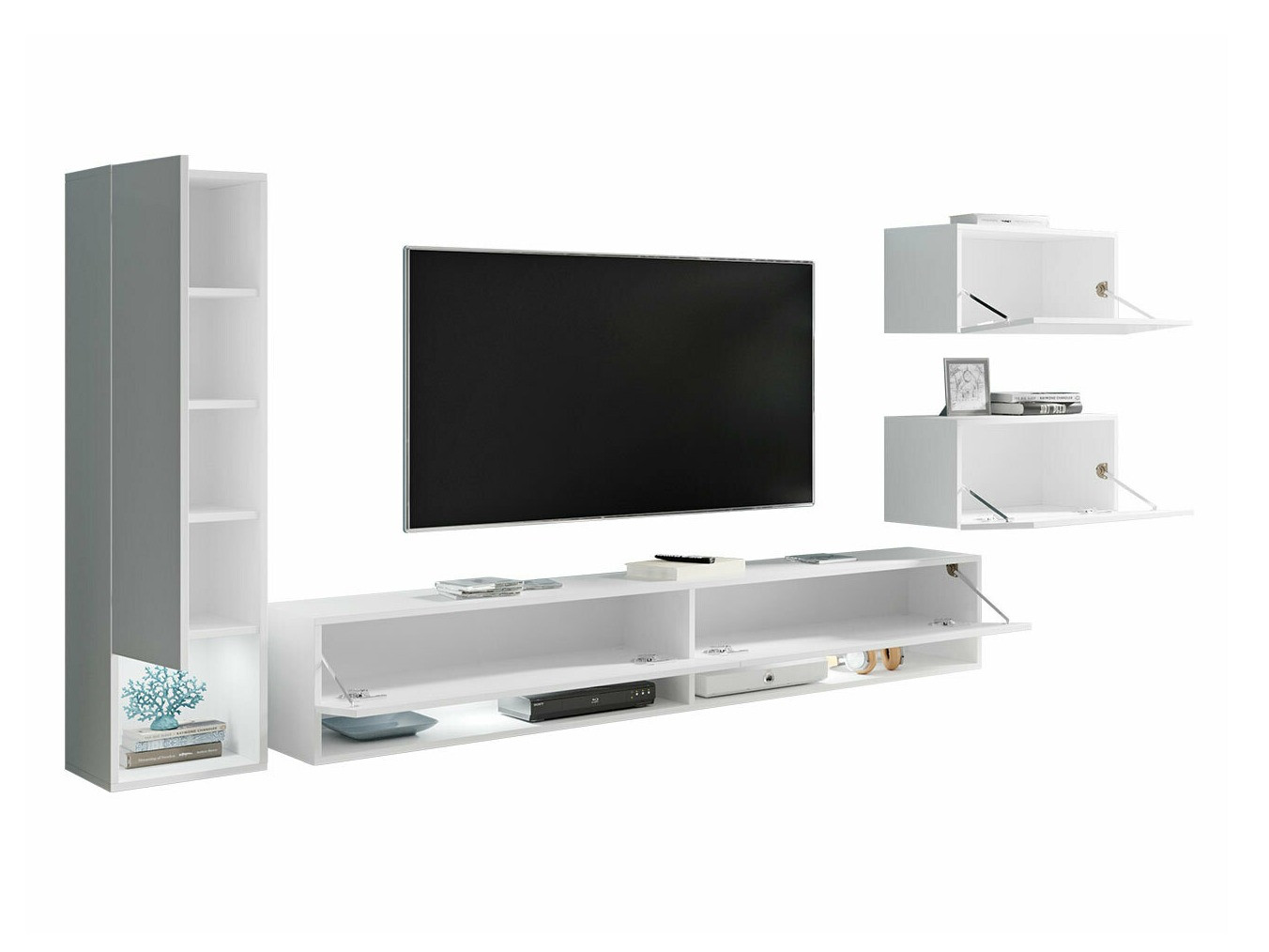 Conjunto para sala de estar Sarasota 124 (Matera cinzento + Branco brilhante)