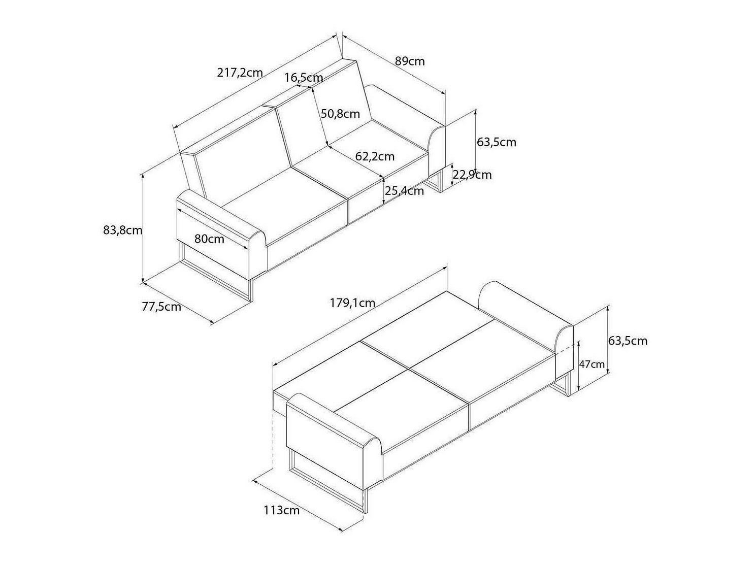 Sofá-cama CosmoLiving by Cosmopolitan 125 (Preto + Verde)