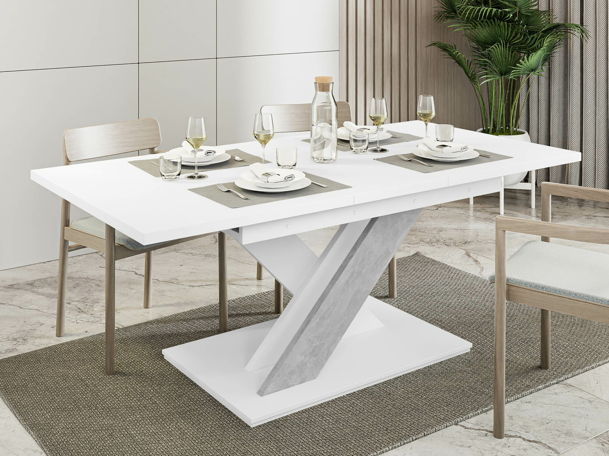 Mesa Decium (Branco + Cimento)