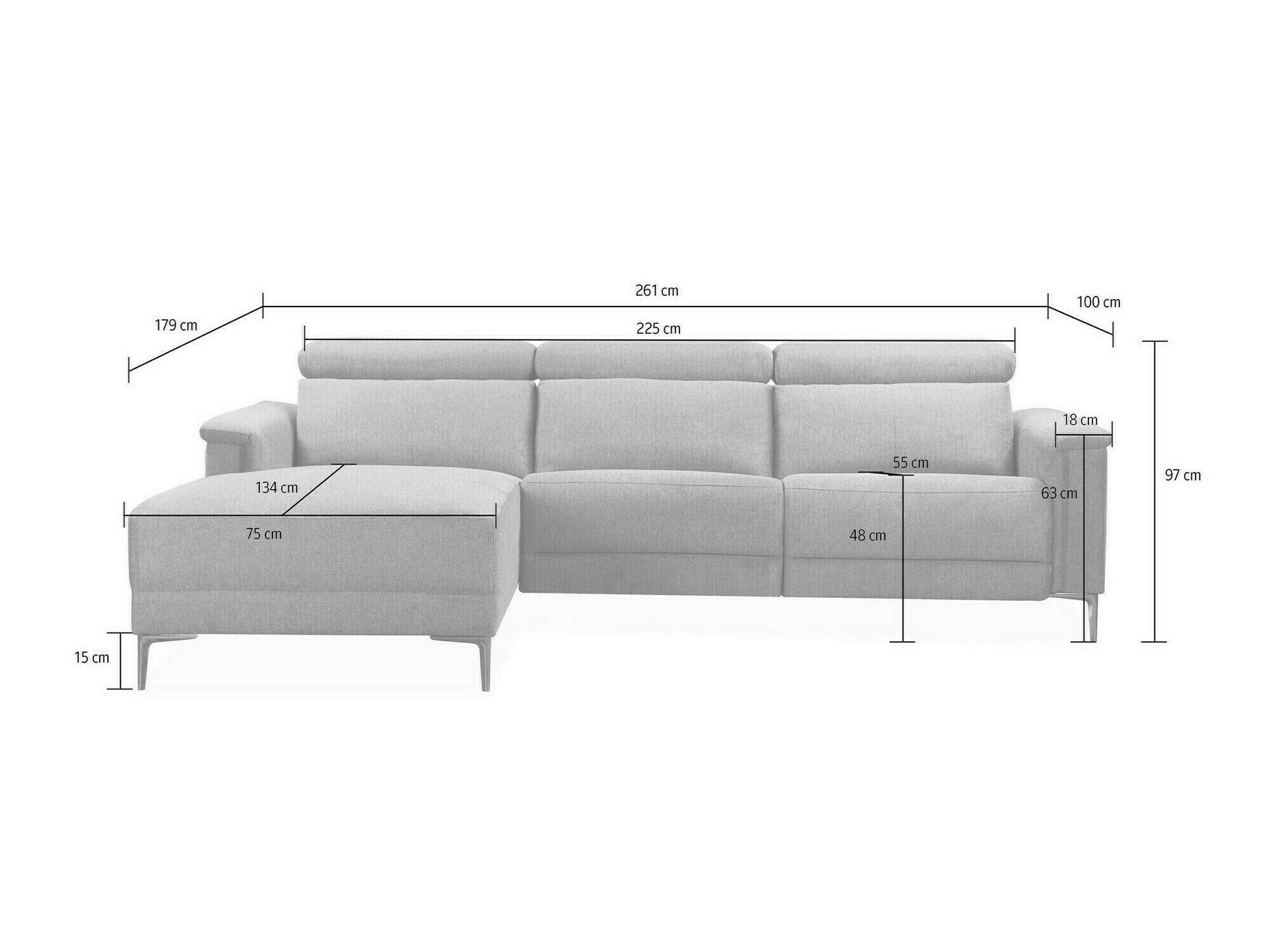 Reclinável de ângulo suave Denton 1499 (Cinzento)