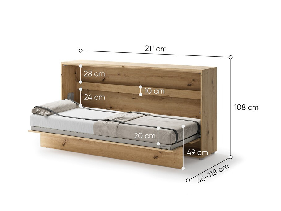 Cama rebatível Concept Pro Lenart V (Carvalho Artisan)