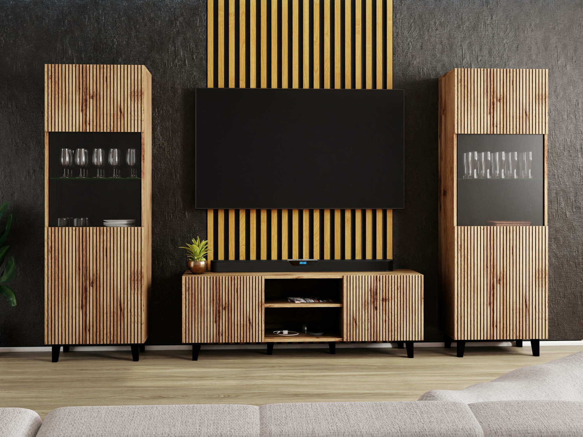 Conjunto para sala de estar Comes (Carvalho wotan)