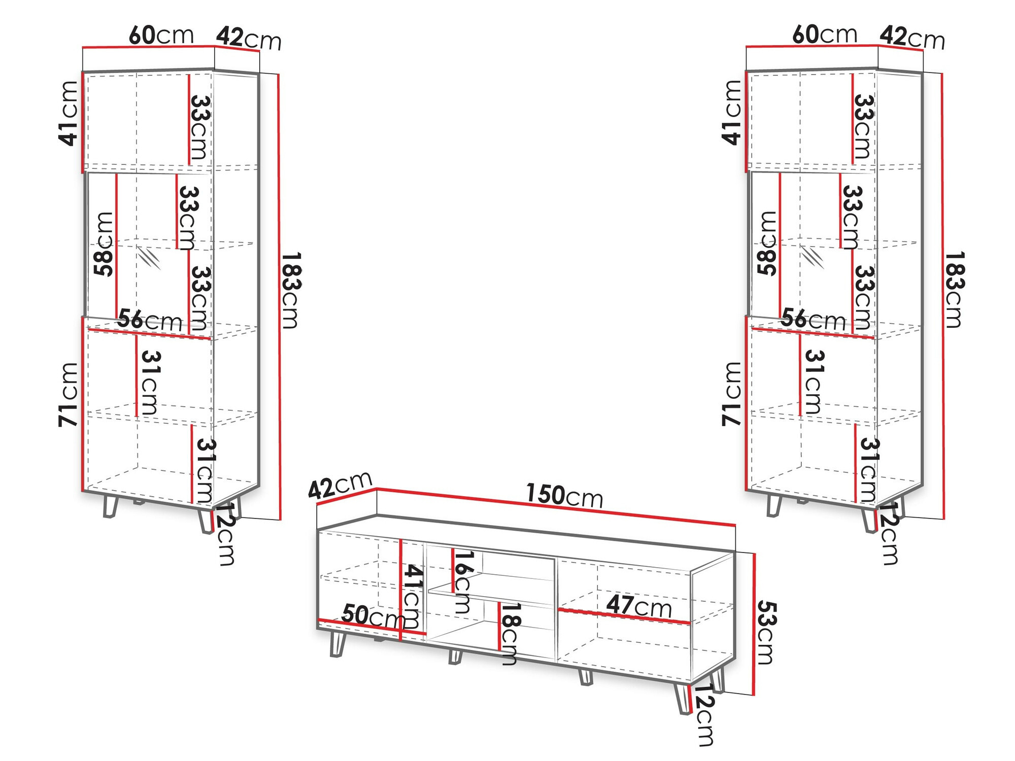 Conjunto para sala de estar Remeta 110 (Antracite)