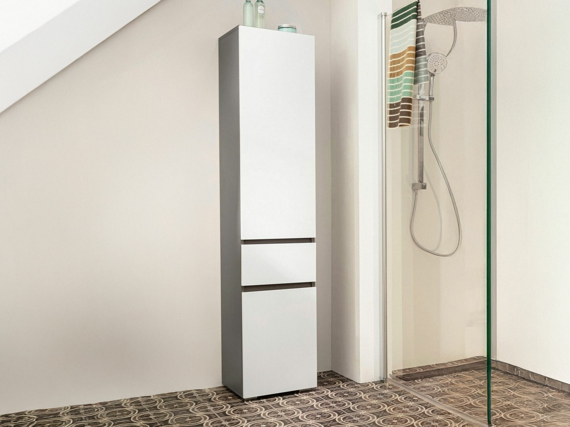 Armário colocado para casa de banho Soncamu 106 (Branco + Antracite)