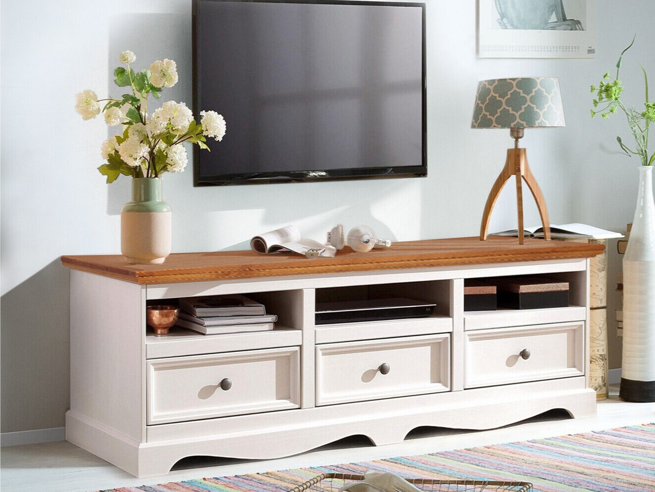 Móvel de TV Fentivo 103 (Branco + Carvalho de mel)