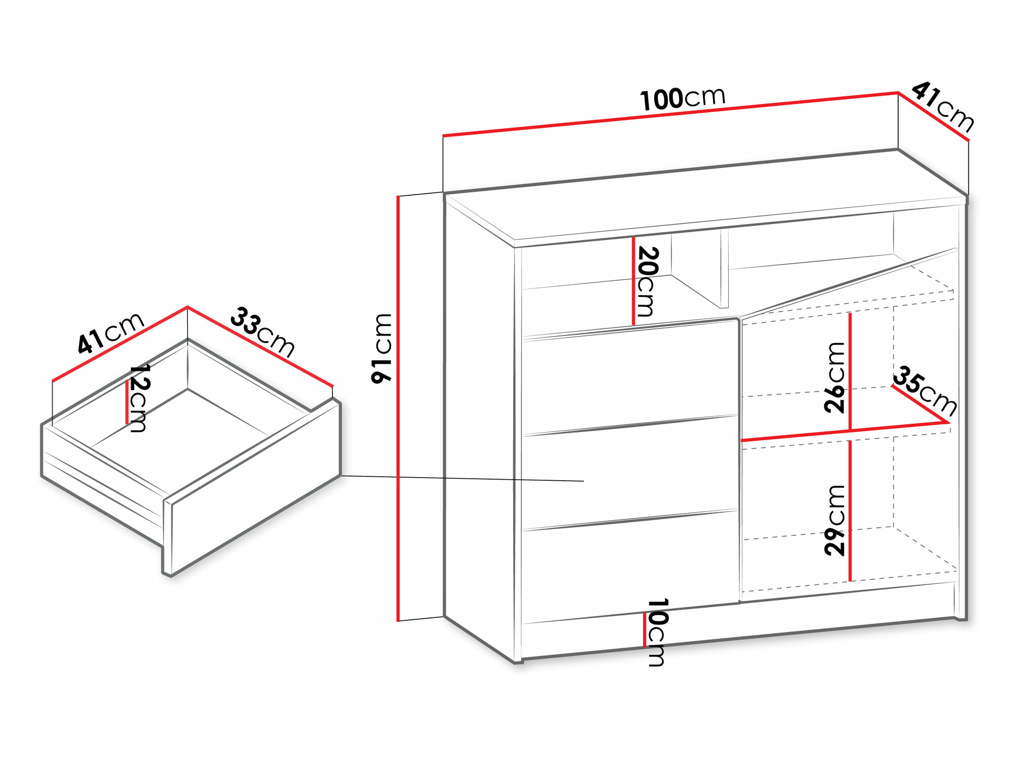 Cómoda Tenreme 104 (Carvalho + Preto)