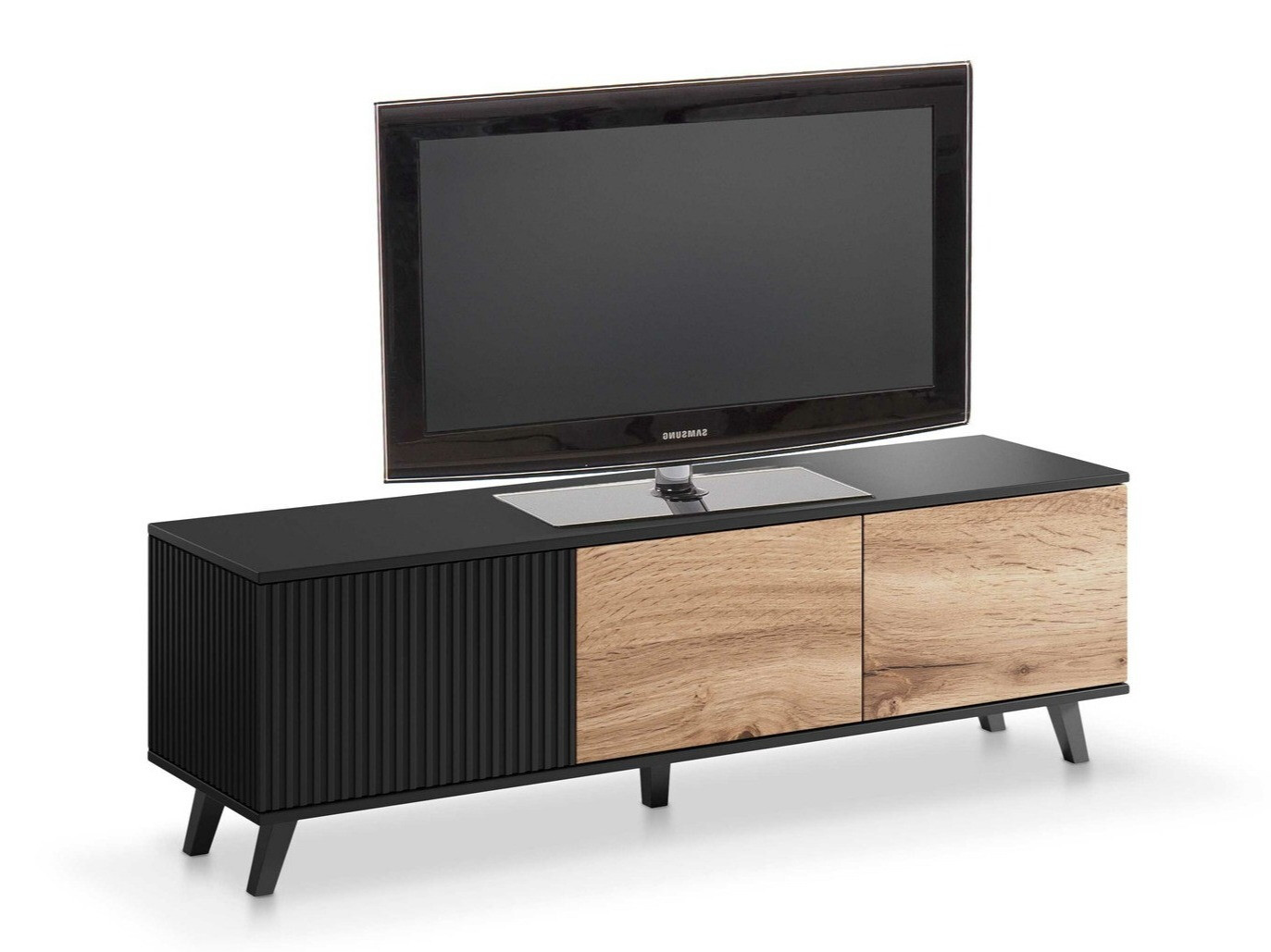 Móvel de TV Luelia 116 (Preto + Carvalho wotan)