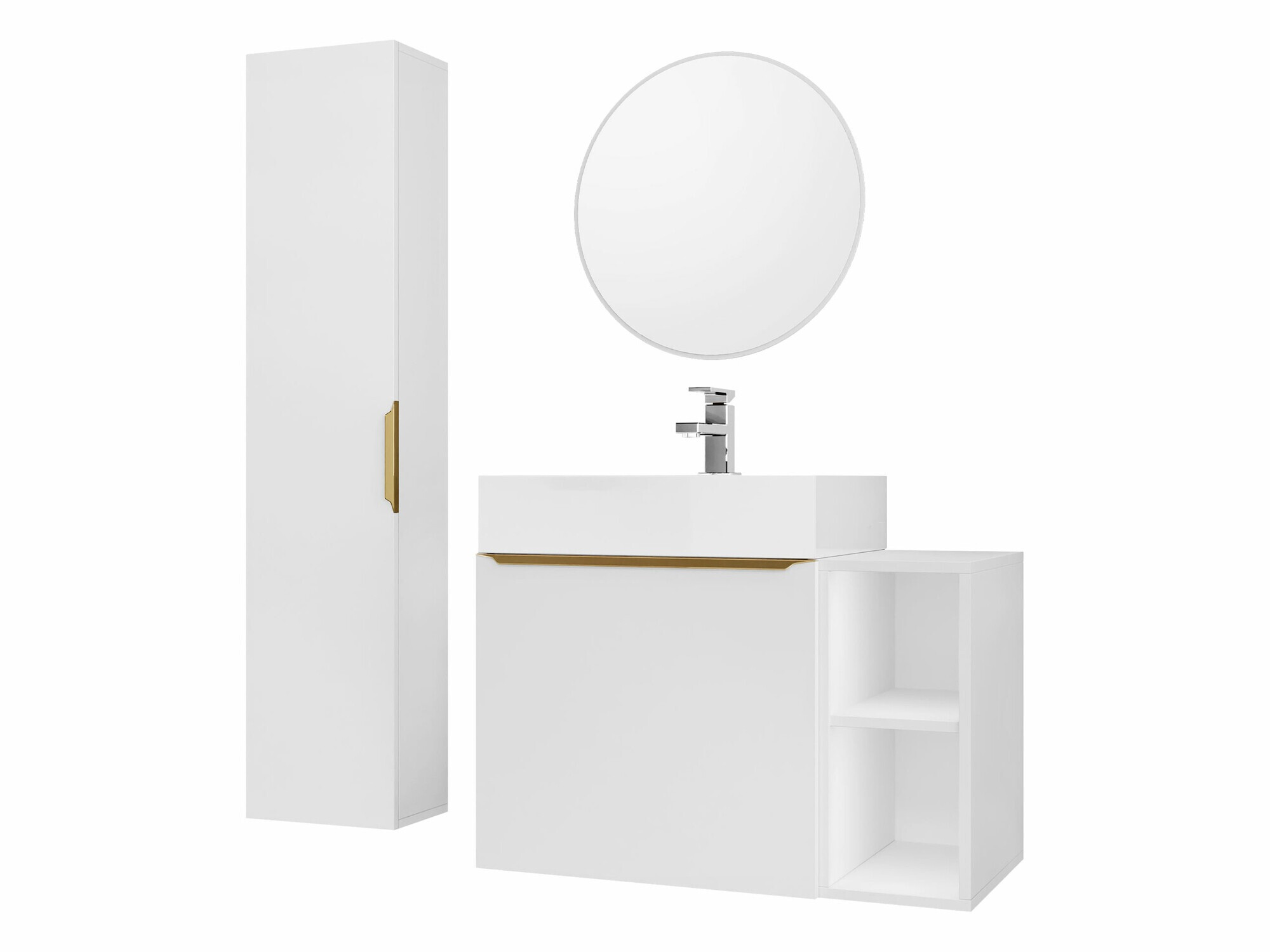Conjunto de casa de banho Comfivo 406 (Branco + Dourado)