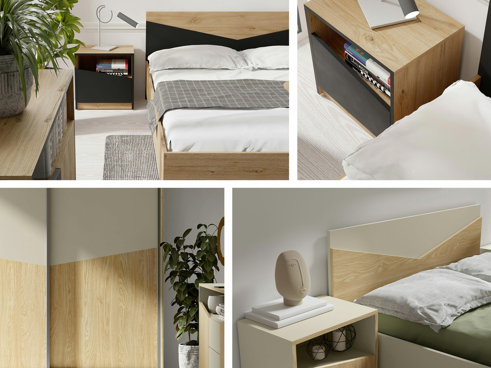 Cama Tenreme 107 (Bege + Carvalho)