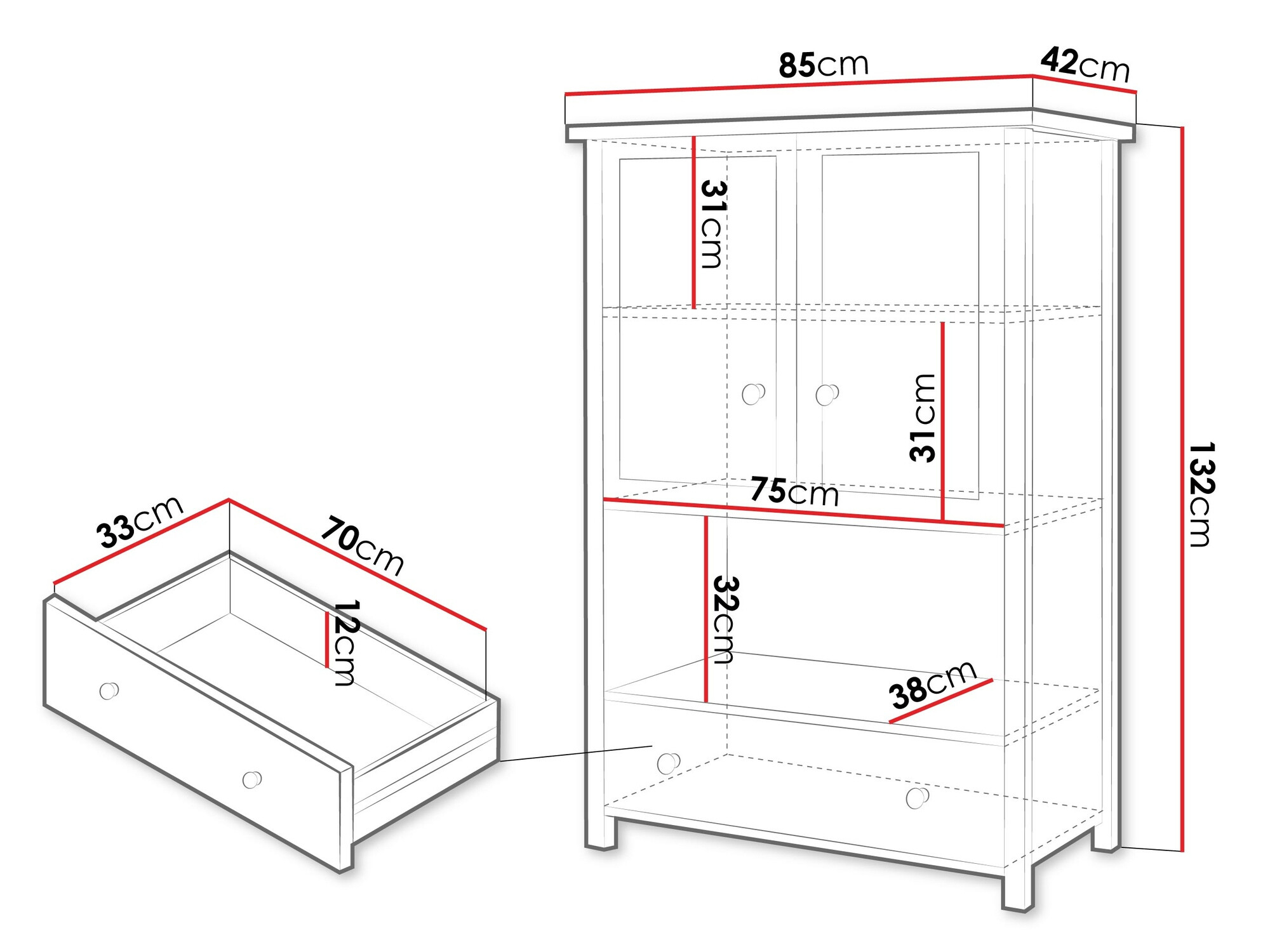 Cómoda Romelbo 144 (Branco + Carvalho)