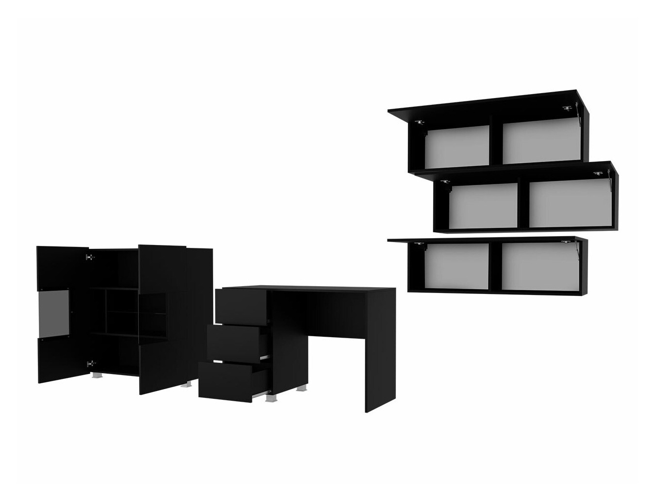 Conjunto de mobiliário Tivdalu 136 (Branco + Branco brilhante)