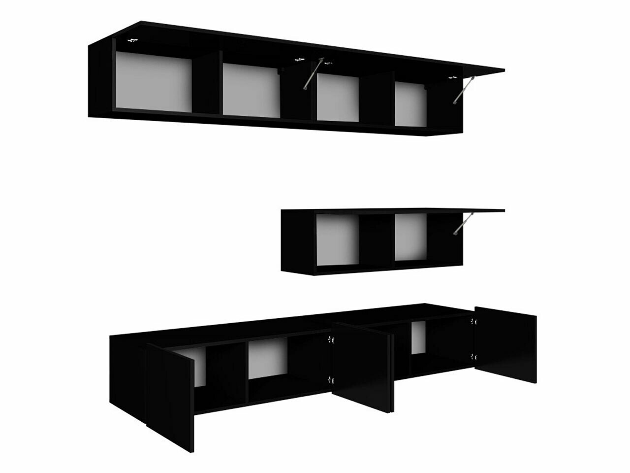 Conjunto para sala de estar Tivdalu 112 (Preto + Preto brilhante)