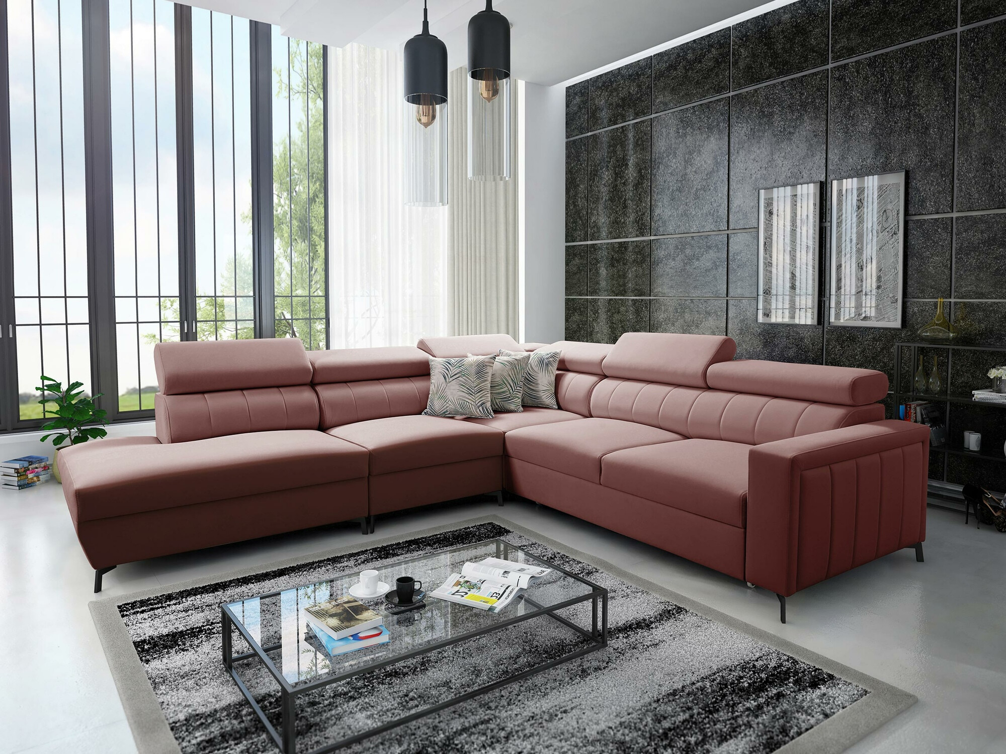 Sofá de canto Sarasota 156 (Mono 235 + Botanical 36)