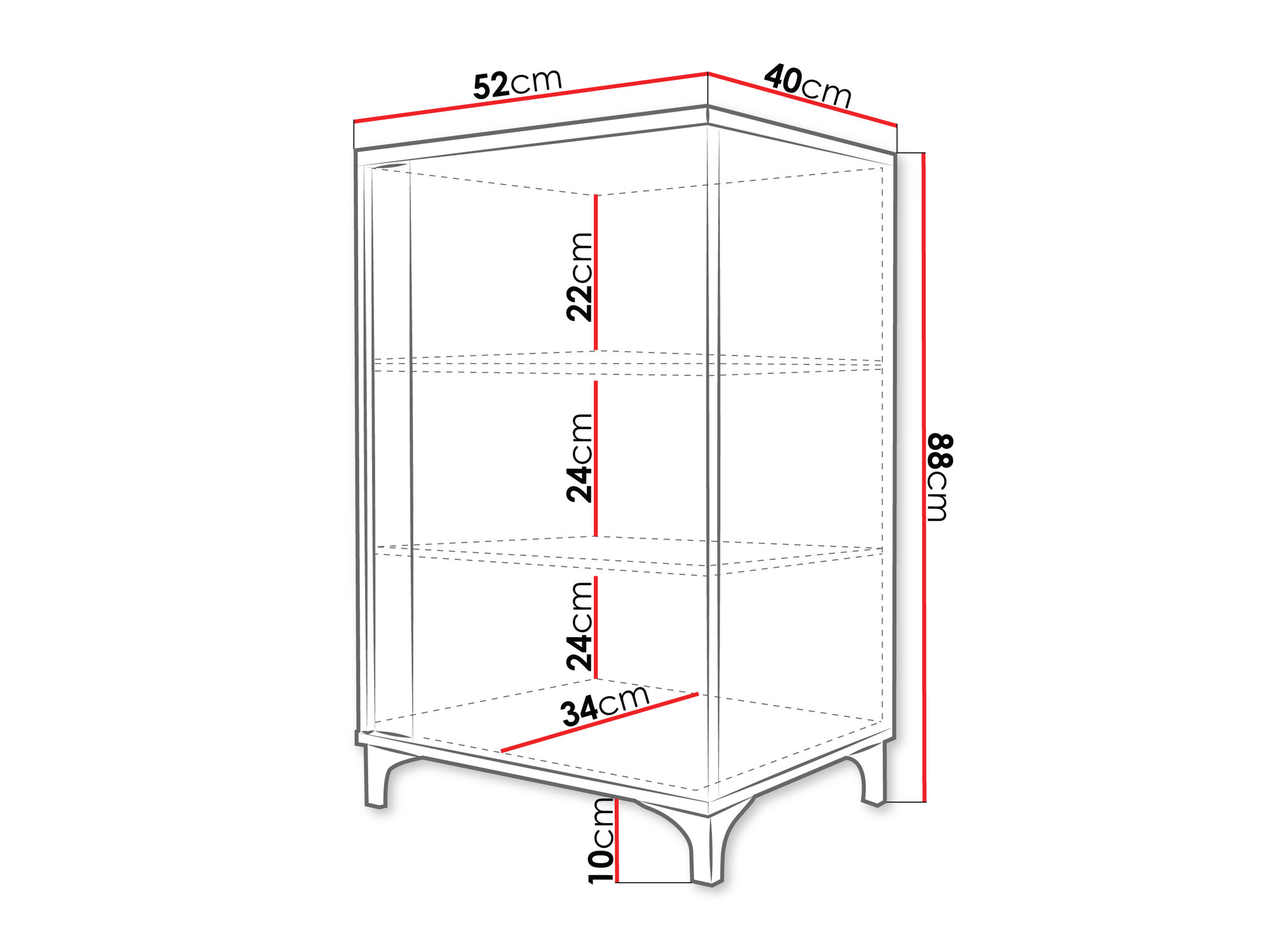 Aparador Florem (Branco + Branco brilhante + Madeira clara)