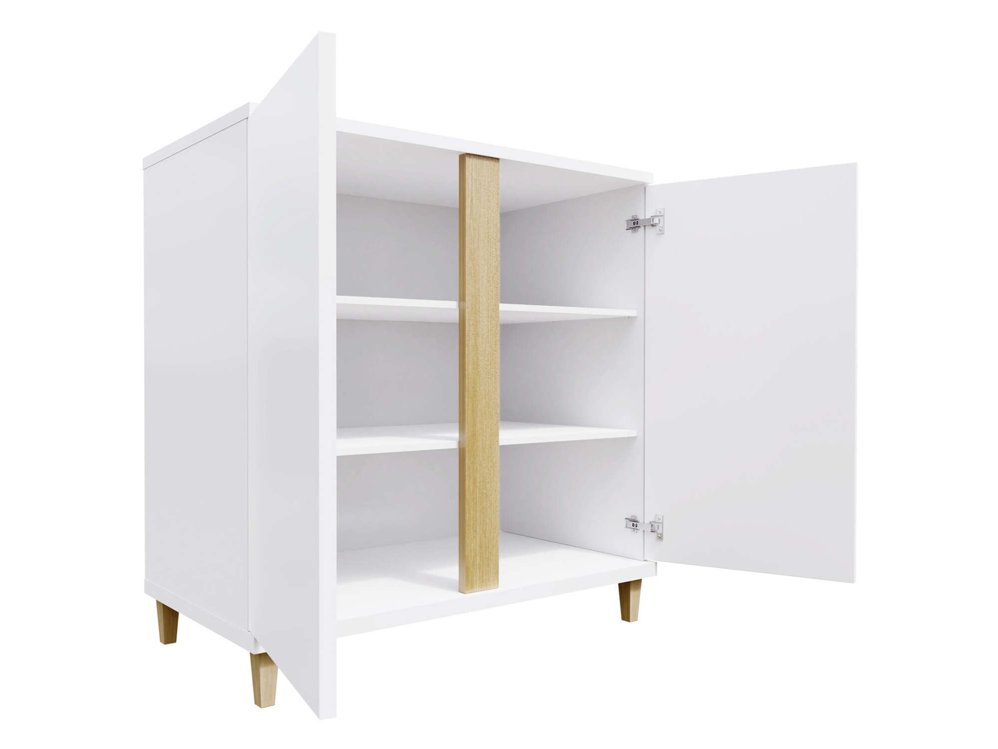 Aparador Florem II (Branco + Branco brilhante + Preto brilhante)