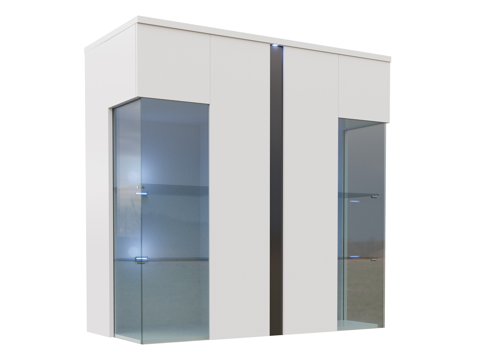 Aparador Florem III (Branco + Branco brilhante + Preto brilhante)