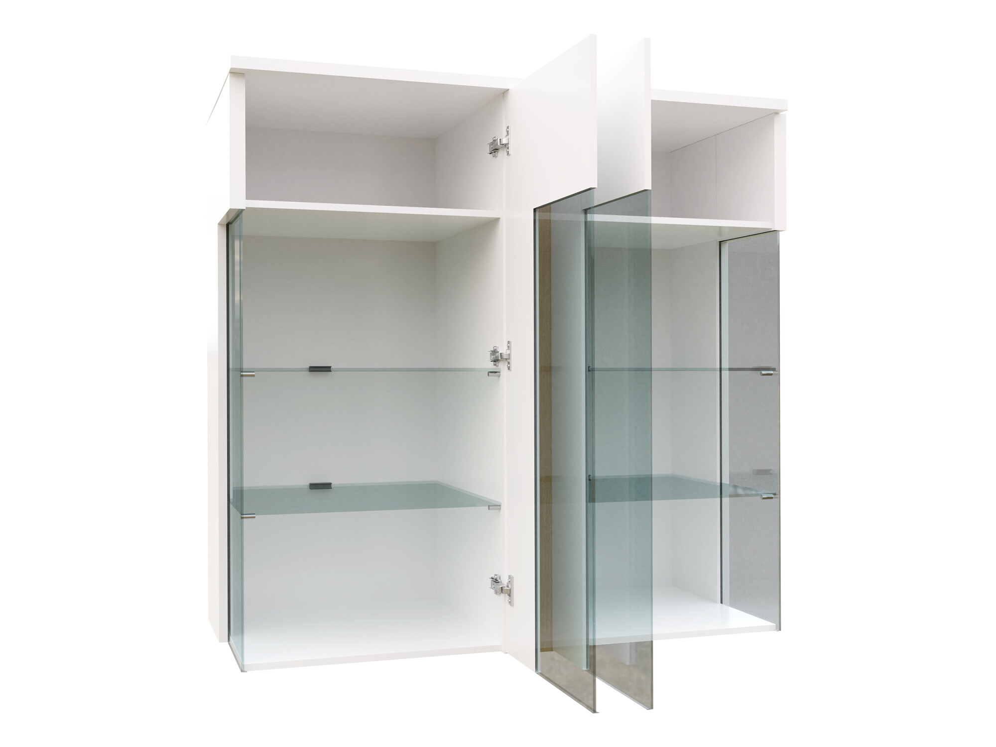 Aparador Livseri 104 (Branco + Branco brilhante + Preto brilhante)