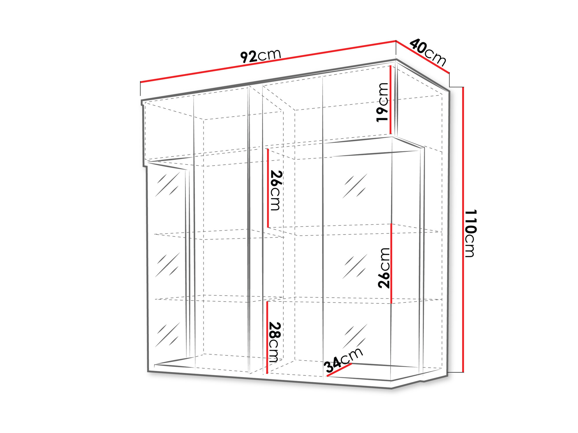 Aparador Livseri 104 (Branco + Branco brilhante)