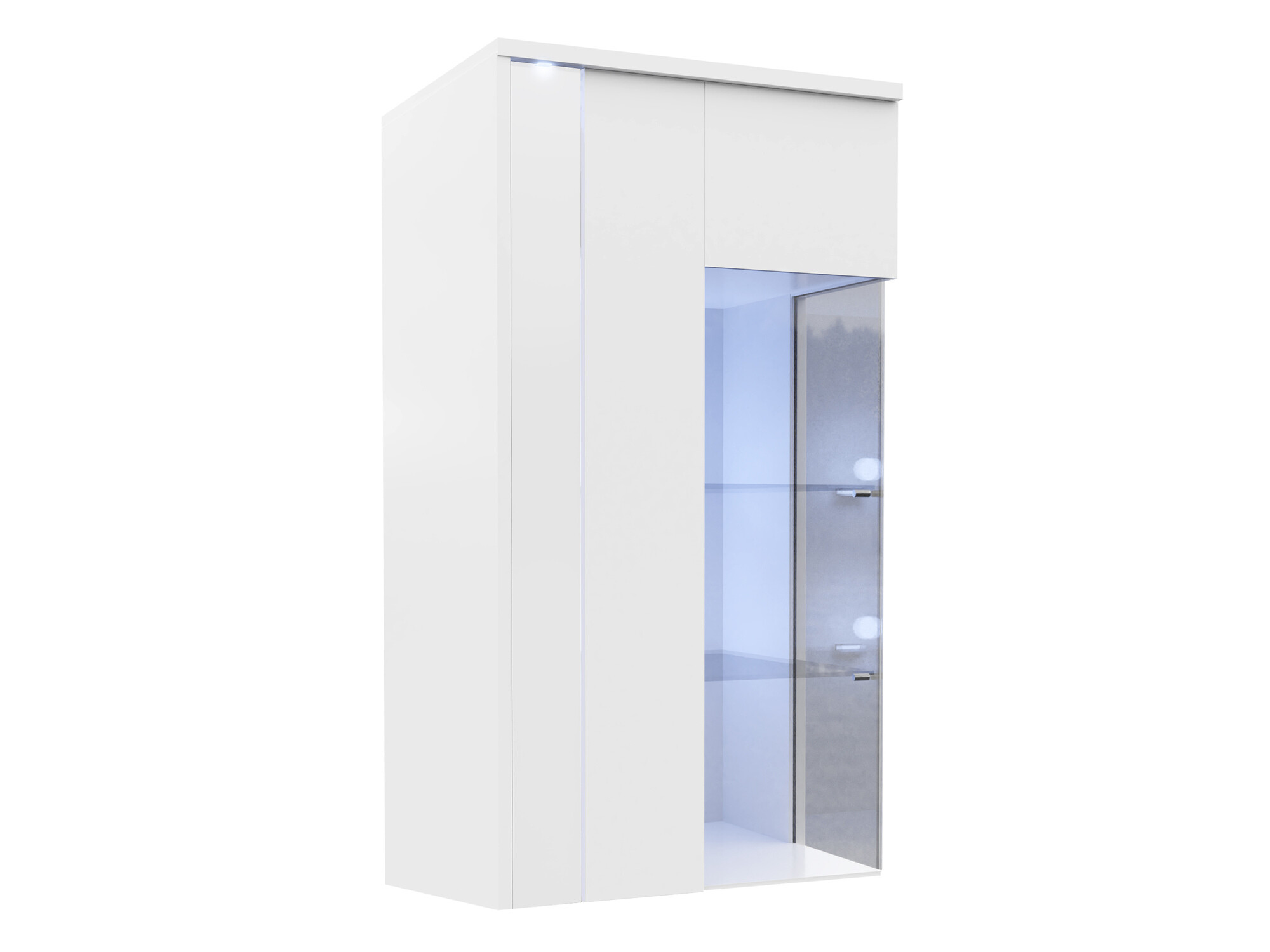 Armário de parede Livseri 105 (Branco + Branco brilhante)