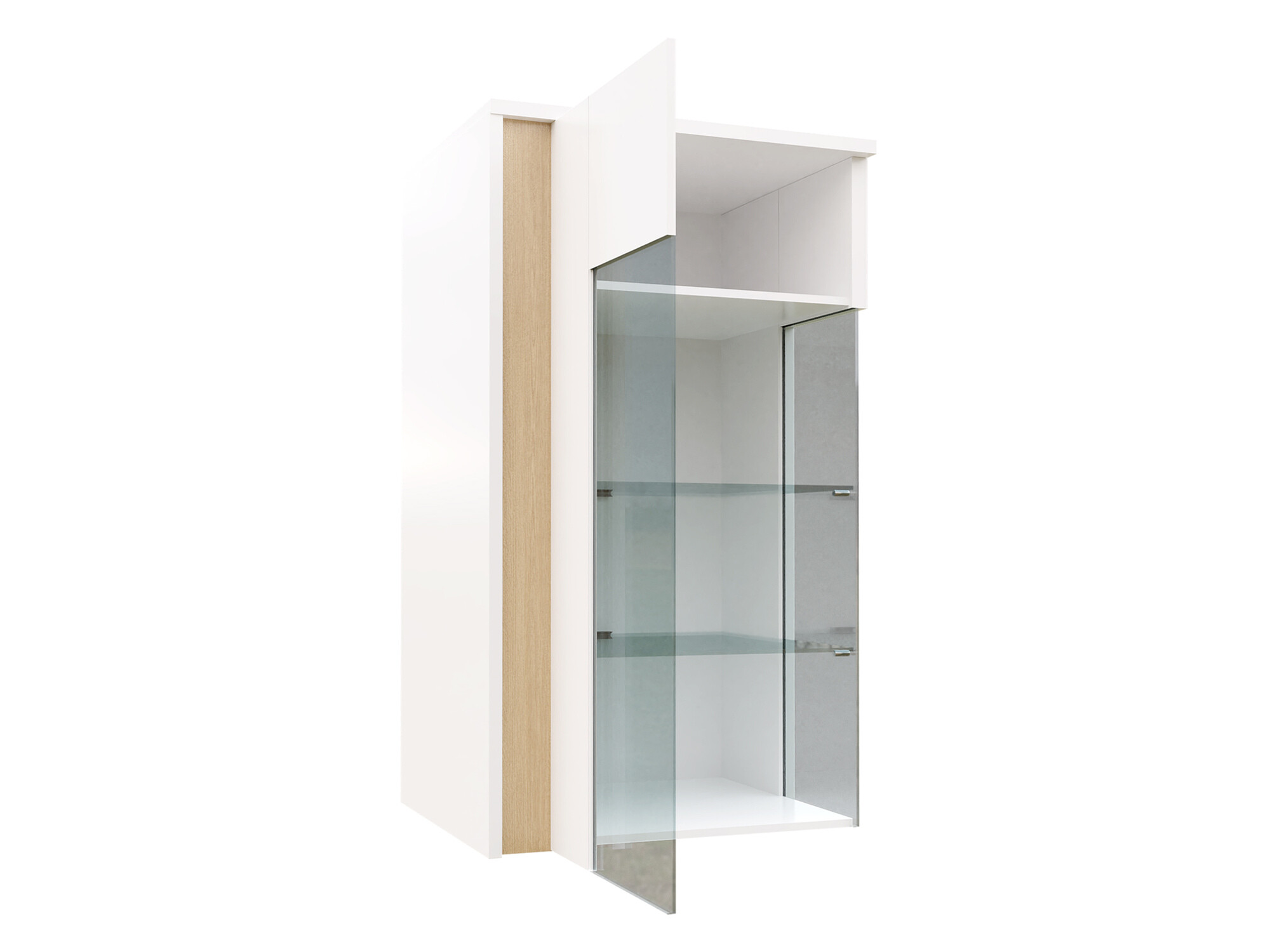 Armário de parede Livseri 105 (Branco + Branco brilhante)
