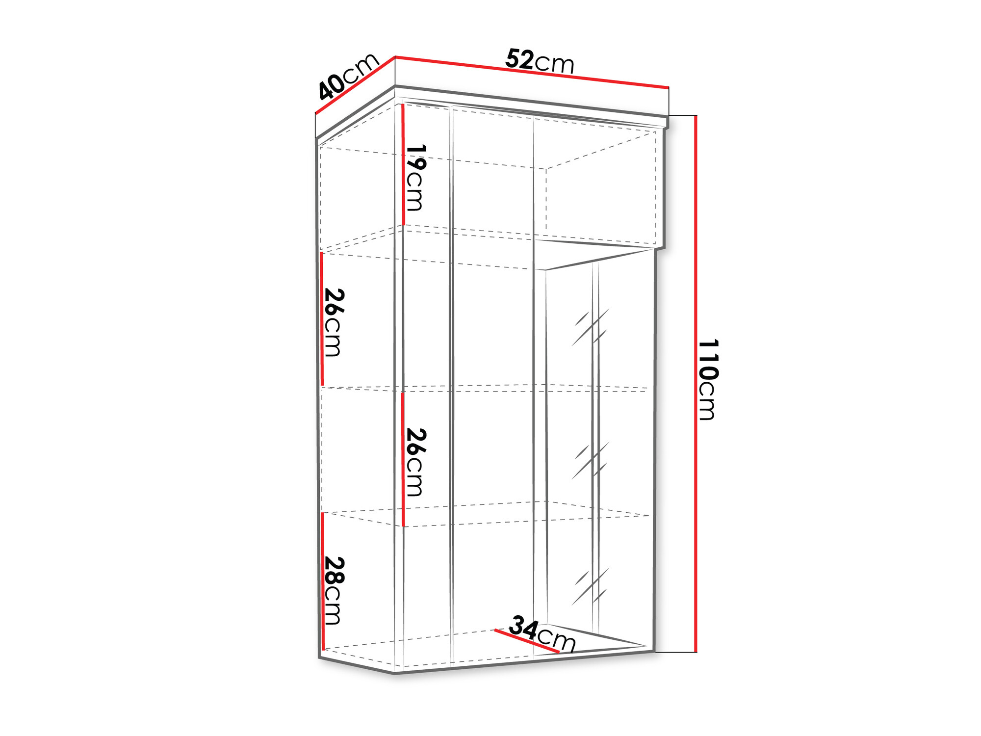 Armário suspenso Livseri 105 (Branco + Branco brilhante + Madeira clara)