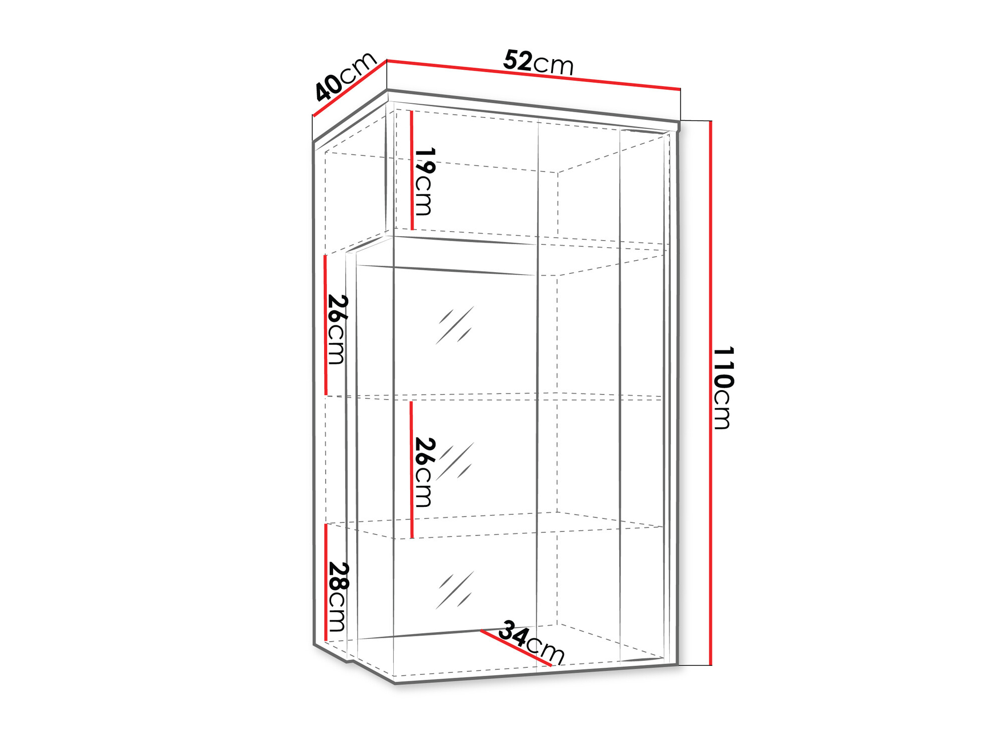 Armário suspenso Livseri 106 (Branco + Branco brilhante + Madeira clara)