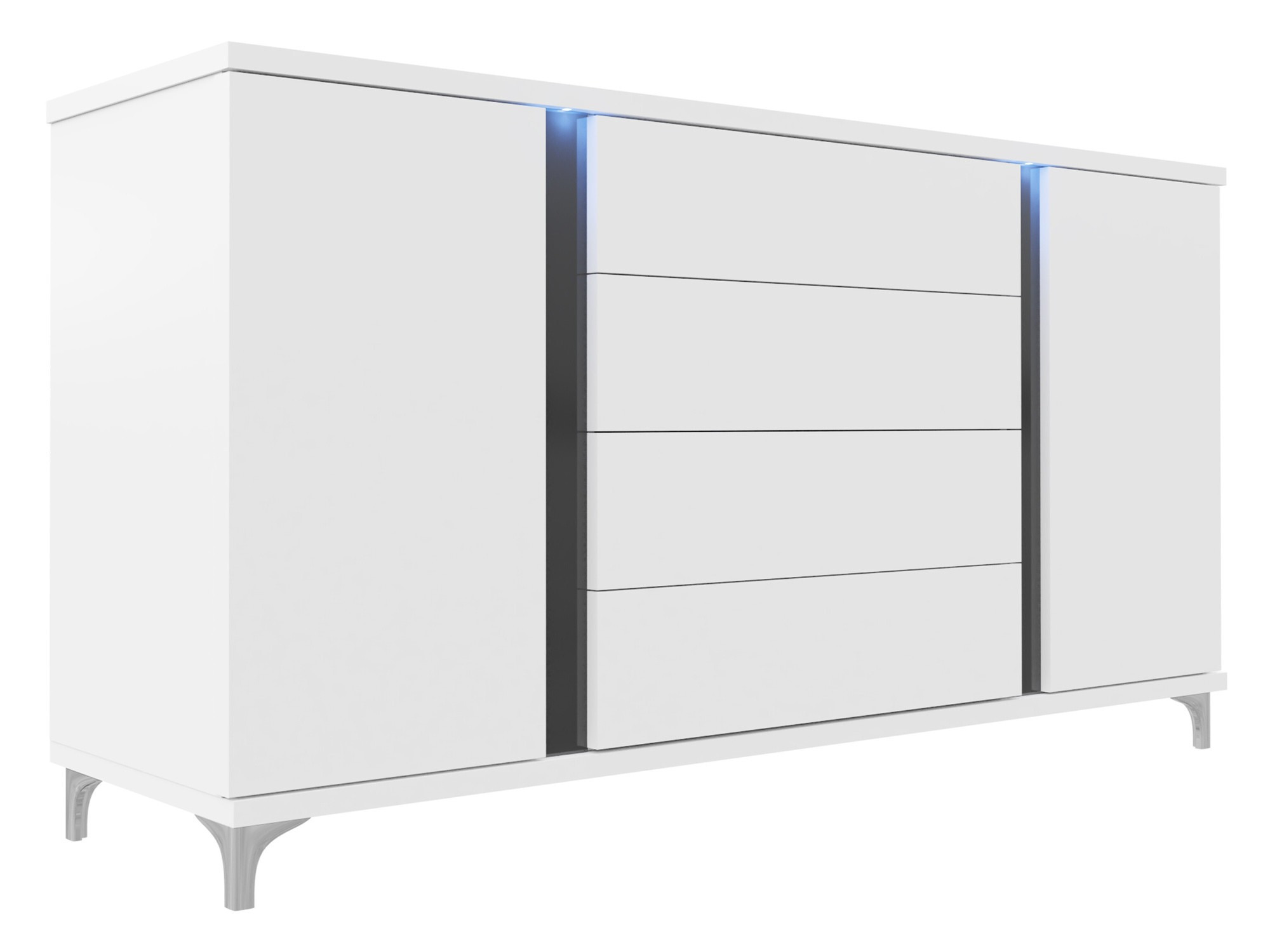 Cómoda Florem (Branco + Branco brilhante + Preto brilhante)