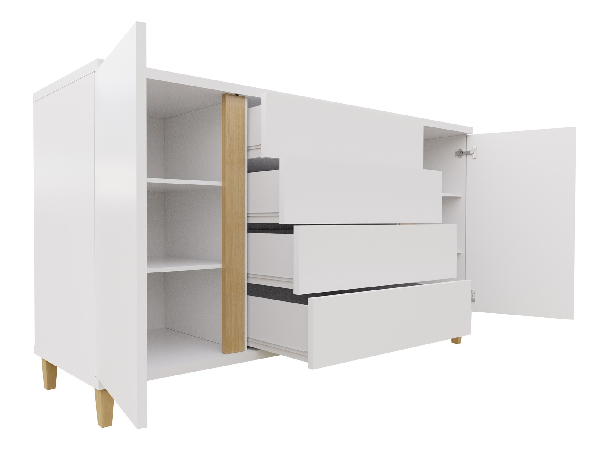 Cómoda Florem (Branco + Branco brilhante + Preto brilhante)