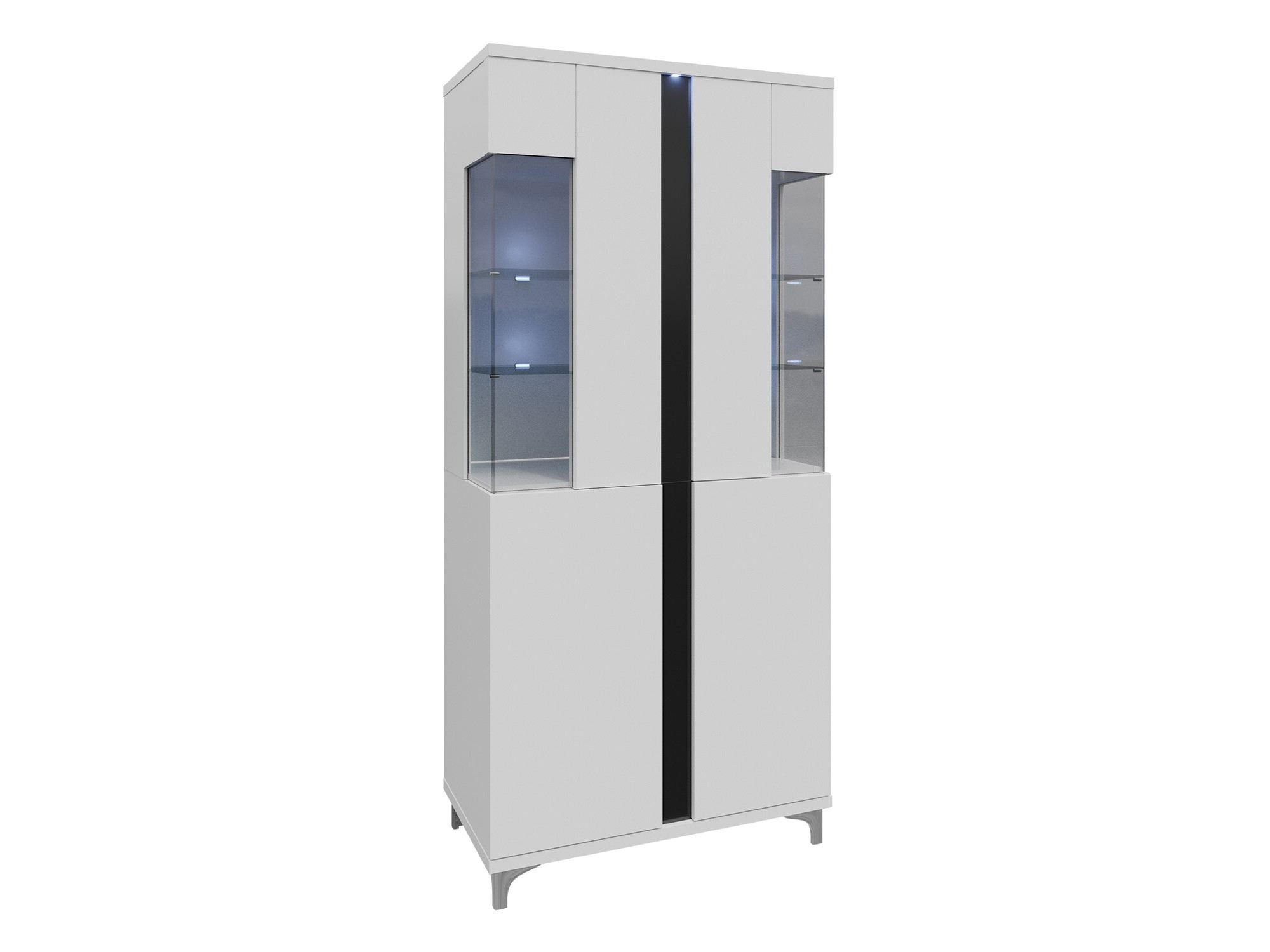 Estante Florem IV (Branco + Branco brilhante + Preto brilhante)