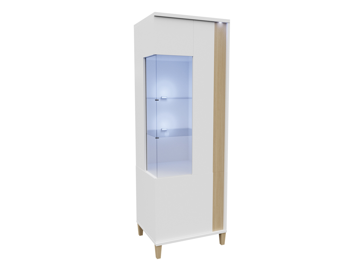 Estante Livseri 108 (Branco + Branco brilhante + Madeira clara)